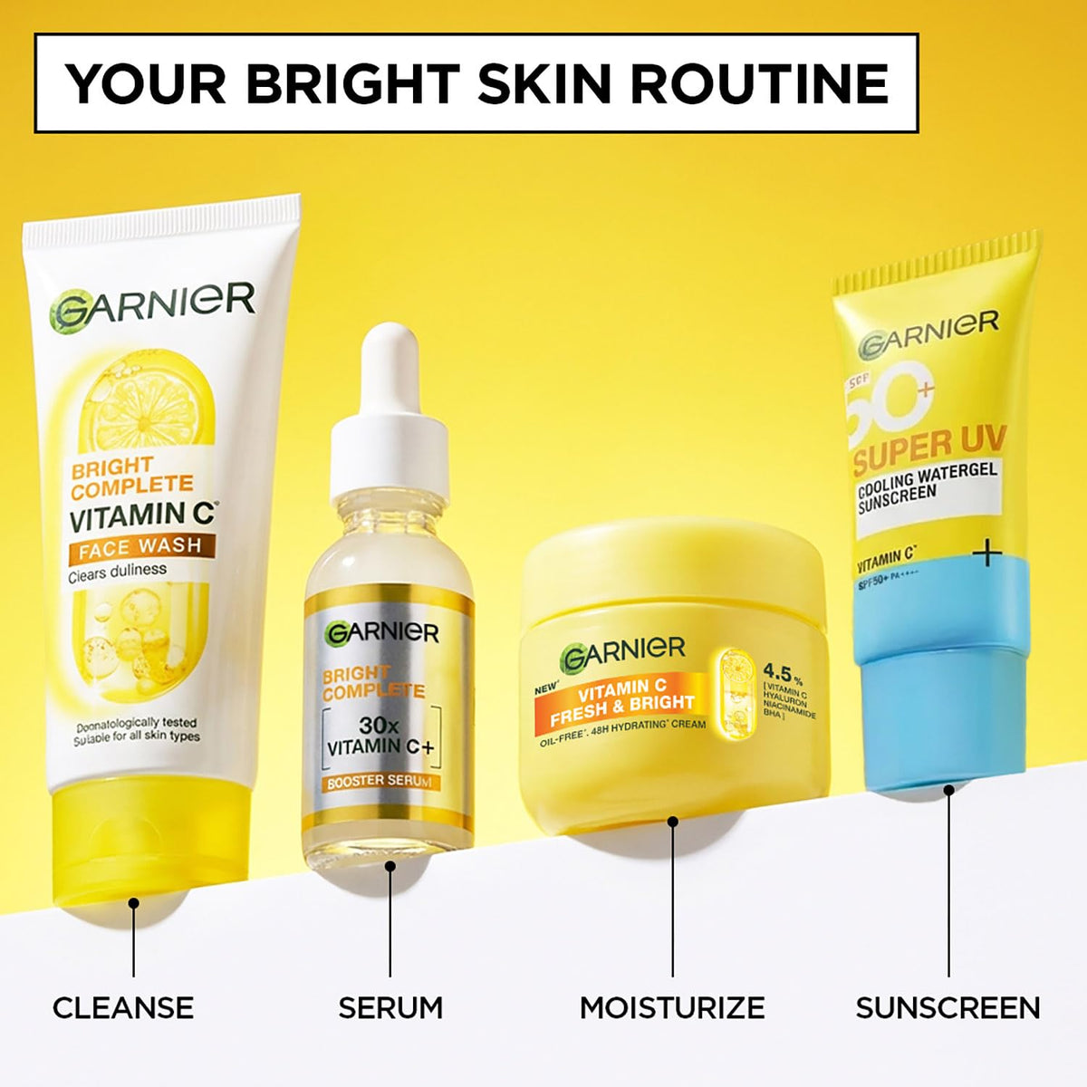 Garnier Skin Naturals Bright Complete Vitamin C Face Wash - Vitamin C Face Wash For Brighter and Glowing Skin - Daily Cleanser Suitable For all Skin Types, 150g