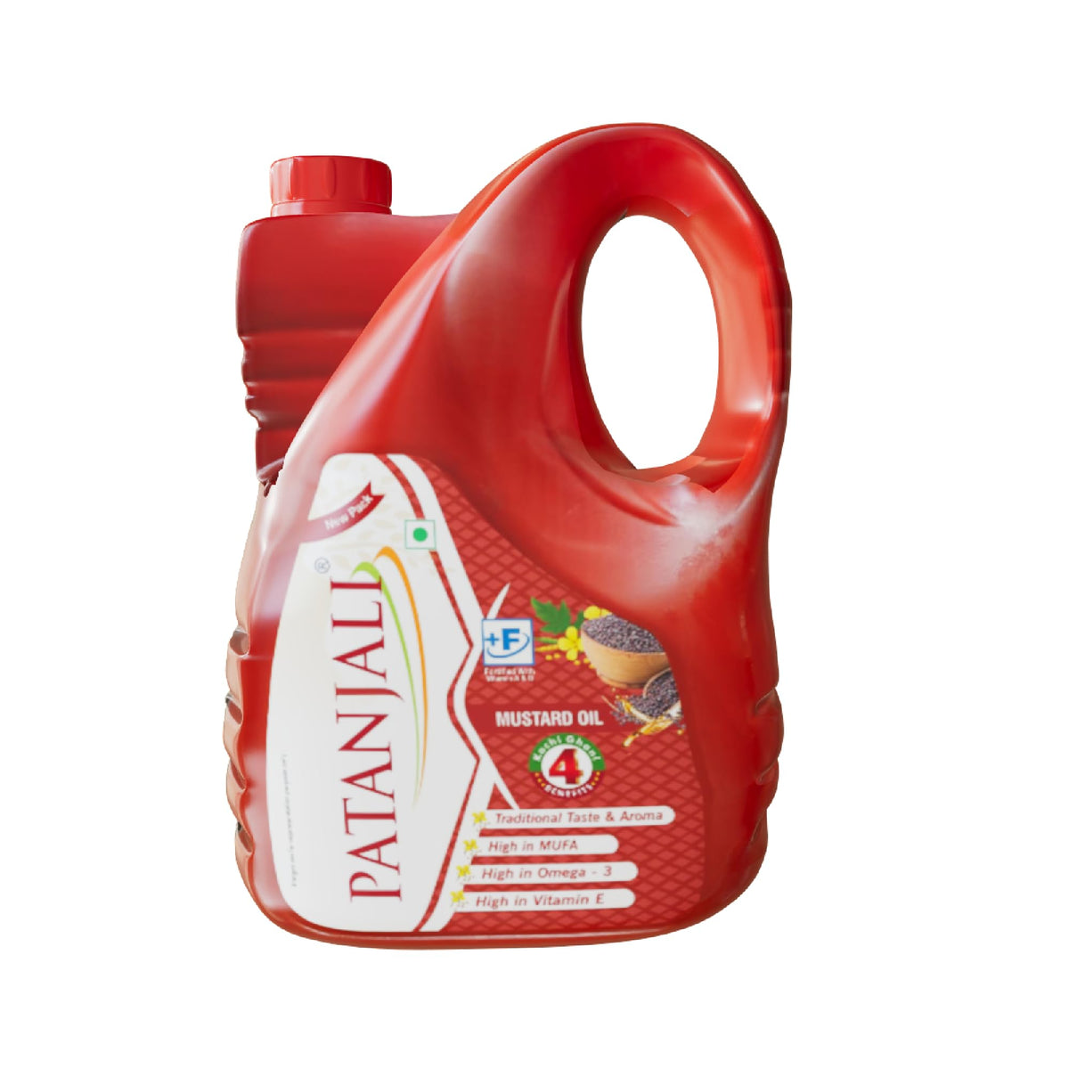 Patanjali Kachi Ghani Mustard Oil 5L - Cold Pressed Sarson Ka Tel Edible Cooking Oil | Suitable for Tempering Frying & Pickling | 100% Vegetarian | No Additives