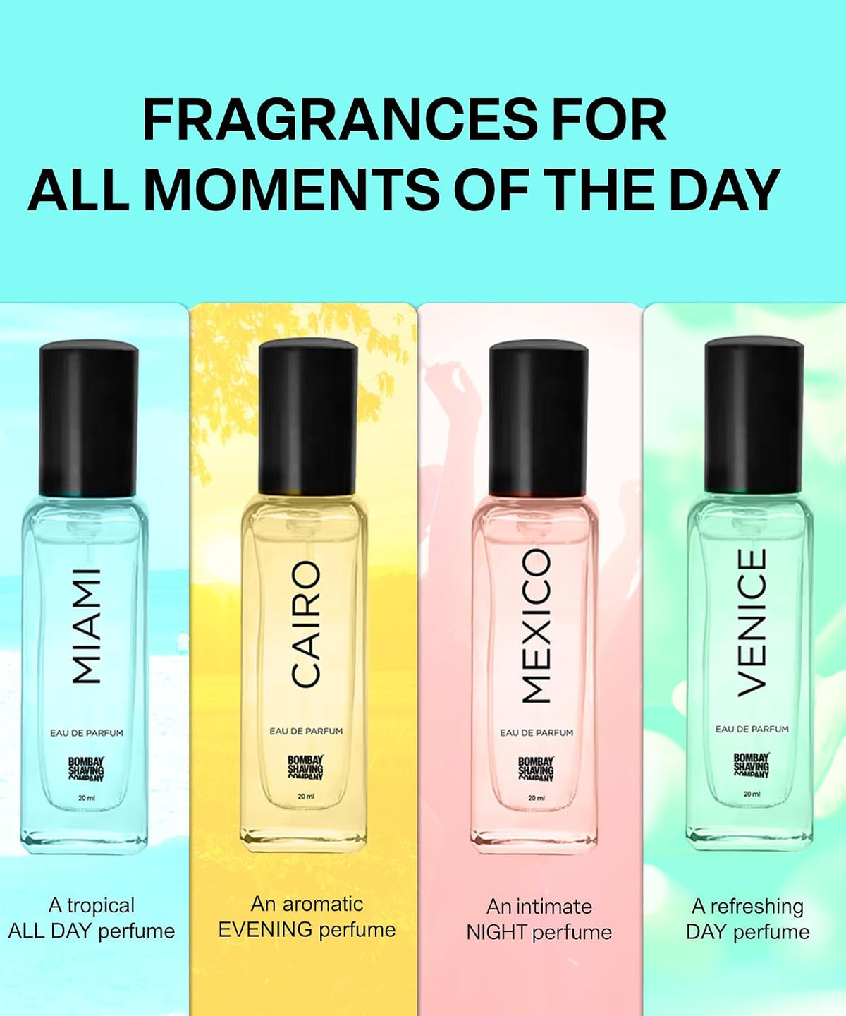 Bombay Shaving Company Luxury Perfume Gift Set | 4x20ml Eau de Parfum | Woody, Citrus, Floral, Spicy Fragrances | Perfume for Men Long Lasting Smell | Gift for