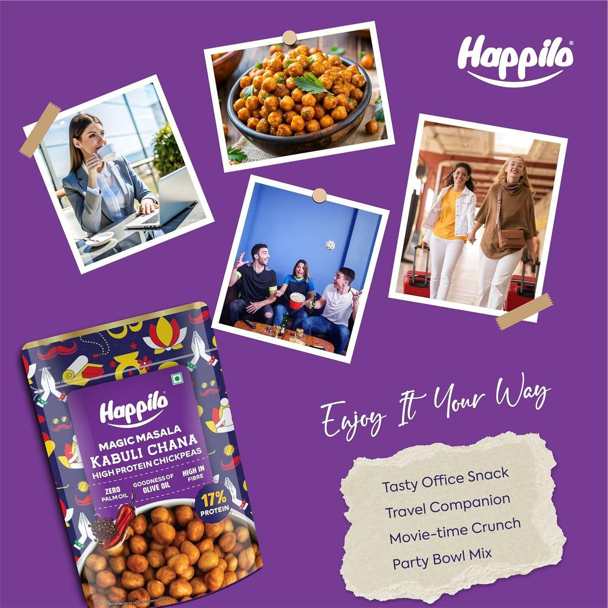 Happilo Premium Super Snack Magic Masala Chickpeas 110g, Crunchy and Delicious, Super Healthy 110 g (Pack of 1)