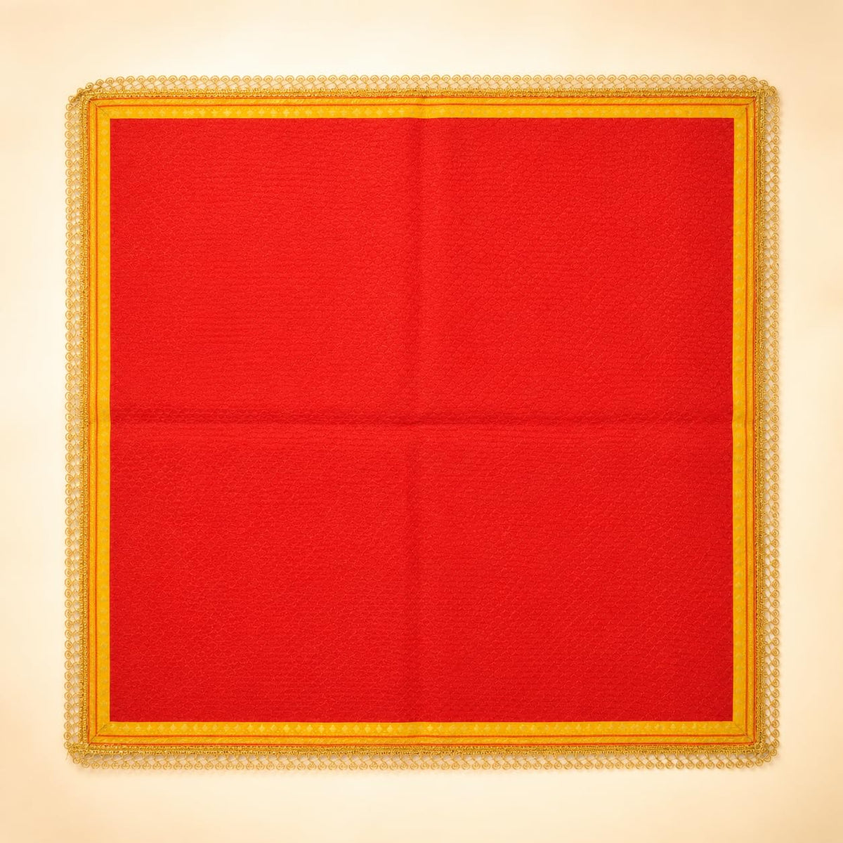 Premium Ganpati Pooja Asan for Ganesh Ji | Decorative Orange Pooja Aasan Mat with Traditional Border | Ganpati Mandir Aasan for Pooja, Festival, Diwali & Griha