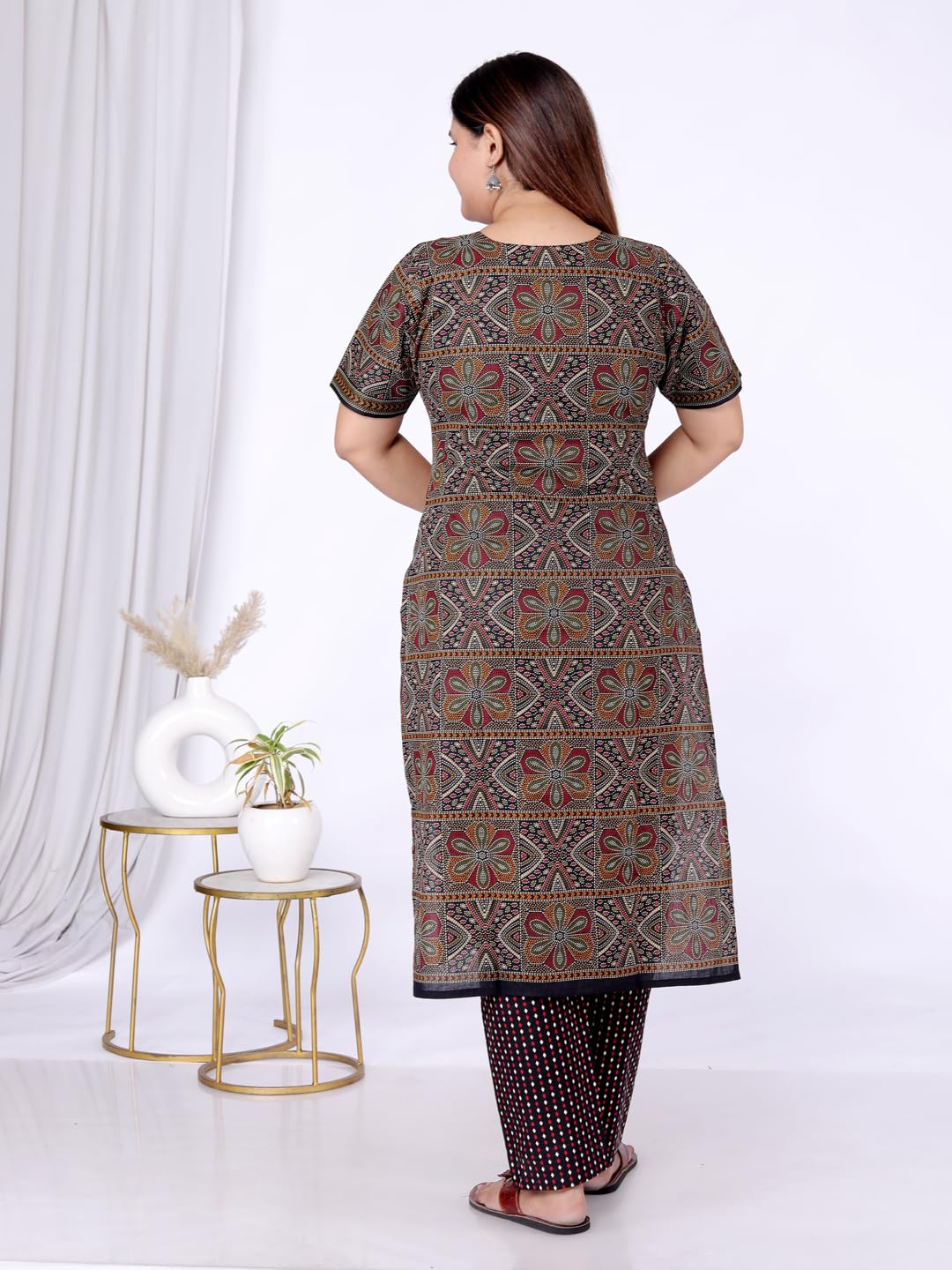Miraan Cotton Printed Readymade Salwar Suit For Women (MIRAANRV7405_Black)