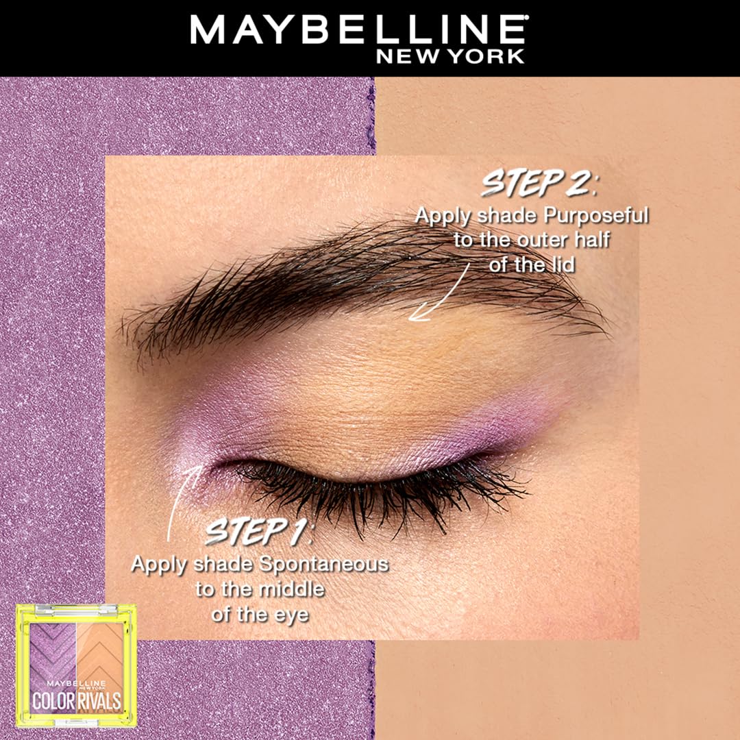 Maybelline Color Rivals Longwear Duo Eyeshadow: Spontenous x Purposeful | Long lasting, Sweatproof, Waterproof, 3g