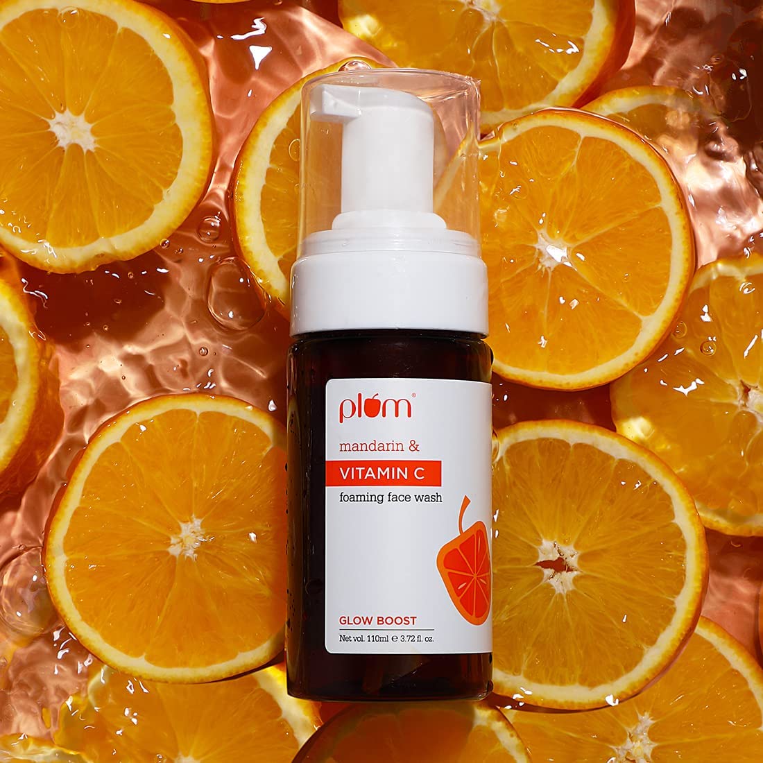 Plum Vitamin C Foaming Face Wash with Mandarin | For Glowing Skin | For Gentle Cleansing | For Hyperpigmentation & Dull Skin | Sulphate-Free | 100% Vegan 110ML,