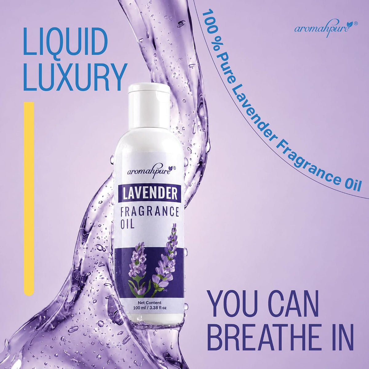Aromahpure Lavender Aroma Oil | 100ml Undiluted & Natural | Long-Lasting Scent for Aromatherapy, Candle & Soap Making, Diffusers, Room Freshener, Humidifier, Ba