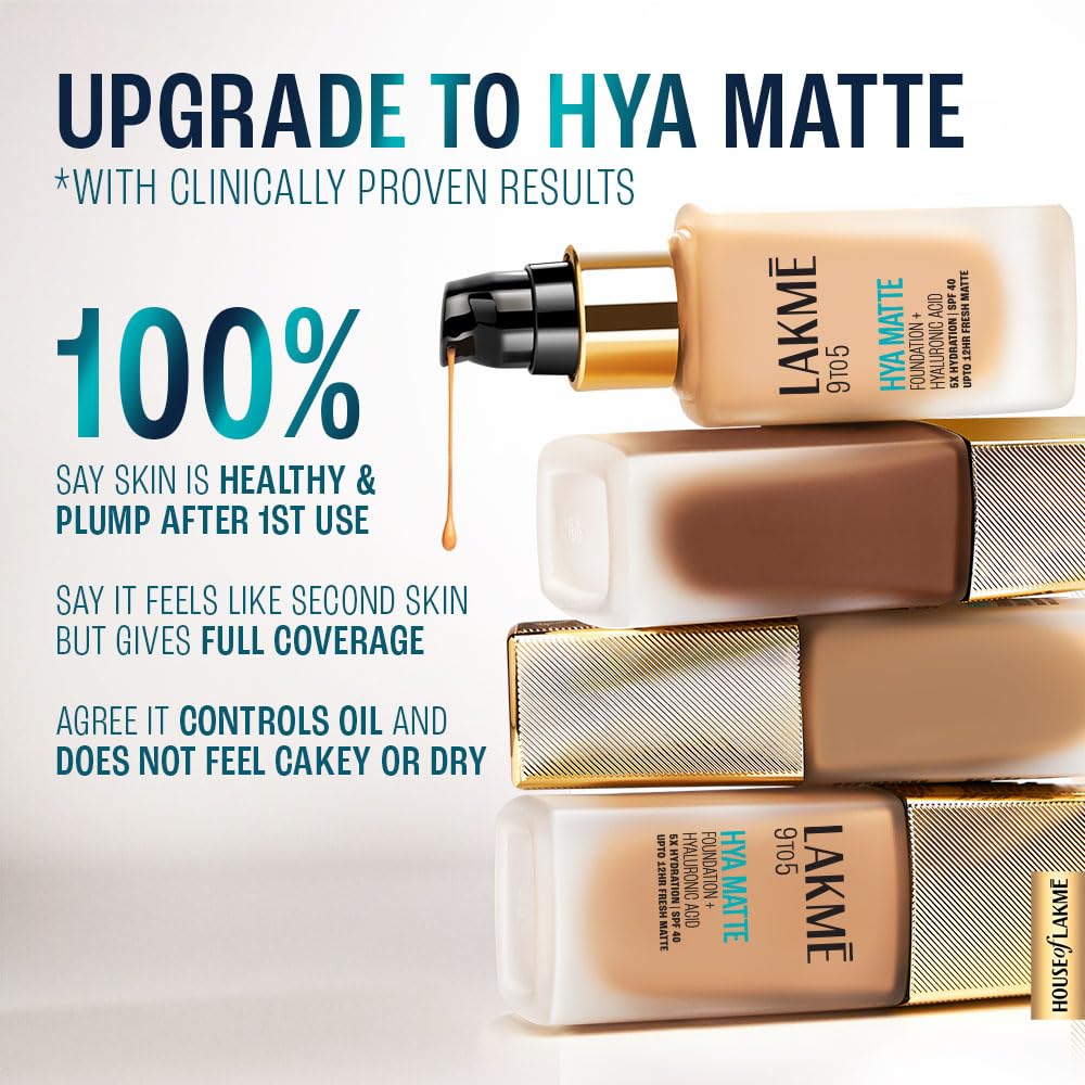 Lakme 9to5 Hya Matte Foundation + Hyaluronic Acid Cool Mocha - 25ml