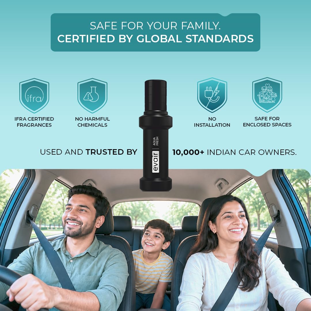Evair Aqua Fresh Car Perfume Spray | Premium Car Air Freshener & Fragrance Spray with Diffuser Tag | Long Lasting Fresh Aqua Scent | Luxury Car Perfume for Car