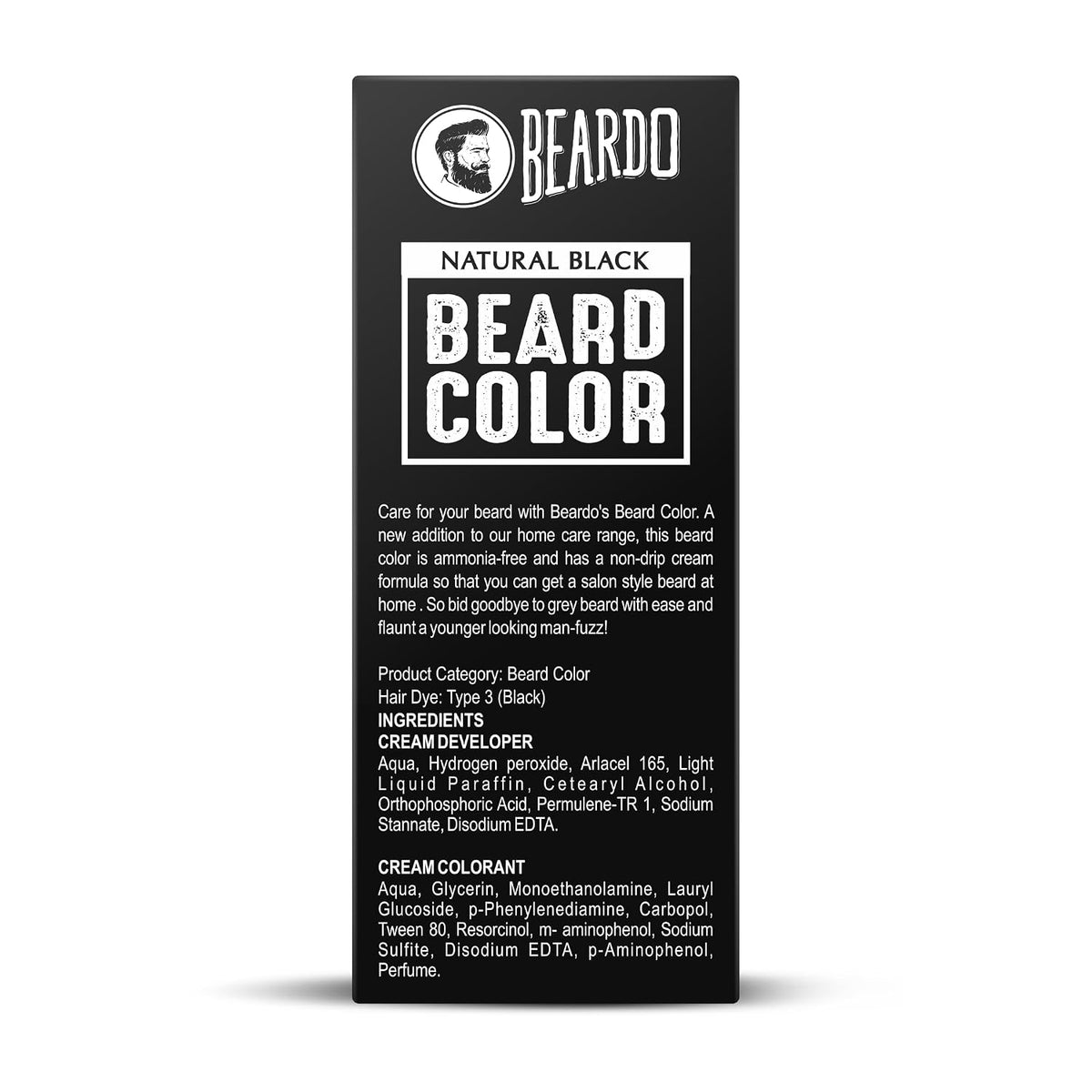 Beardo Beard Color For Men - Natural Black, 60ml | Long Lasting | No Ammonia | Easy to apply, No Stain Beard Hair Colour for men | Skin Friendly Hair dye Beard