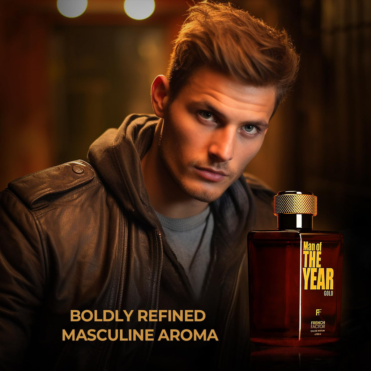 French Factor Man of The Year Gold Perfume For Man Long Lasting Fragrance With Woody Notes Eau De Parfum Gift For Boys (Pack of 1, 100ml)