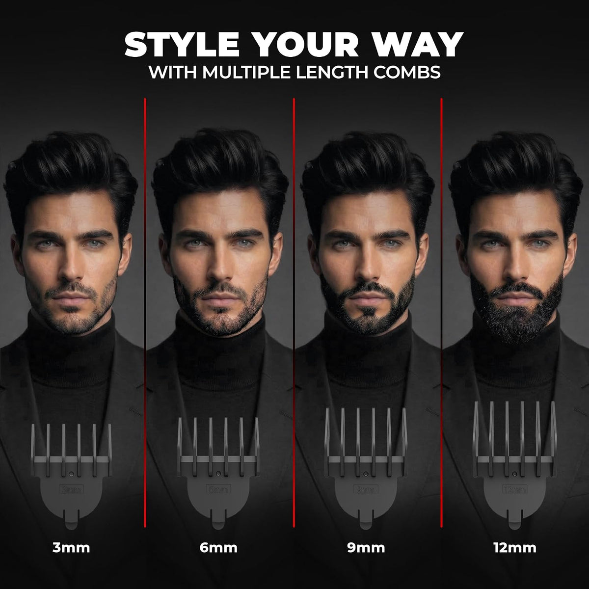 Beardo Godfather Premium Trimmer Kit for Men | Full Body Grooming Kit with 6 Magnetic Attachments | 8000 RPM Motor, 120 Min Runtime, Travel Lock | Self-Sharpeni