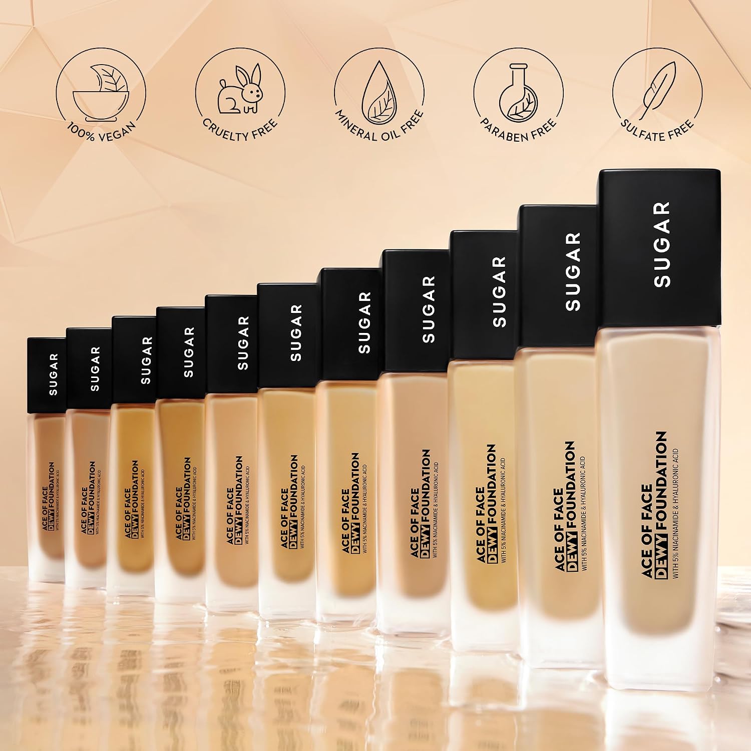 SUGAR Cosmetics Ace Of Face Dewy Foundation with 5% Niacinamide & Hyaluronic Acid | Lasts upto 18hrs | 30 ml - 05 Flat White
