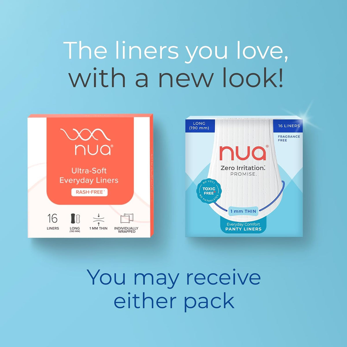 Nua Everyday Comfort Panty Liner for Women Daily Use | Pack of 16 liners 190mm | For White Discharge, Spotting & Non Period Leakages | Individually Wrapped | Ze