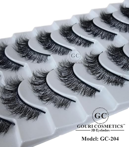 GOURI COSMETICS™ 3D FALSE EYELASHES - False Eyelashes for Women - (10 Pair Pack) TM10 204