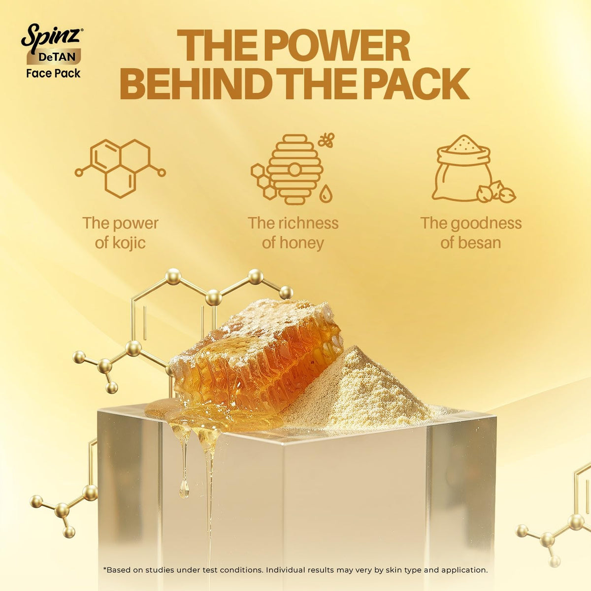 Spinz DeTan Face Pack|Besan Honey & Kojic Acid|100g