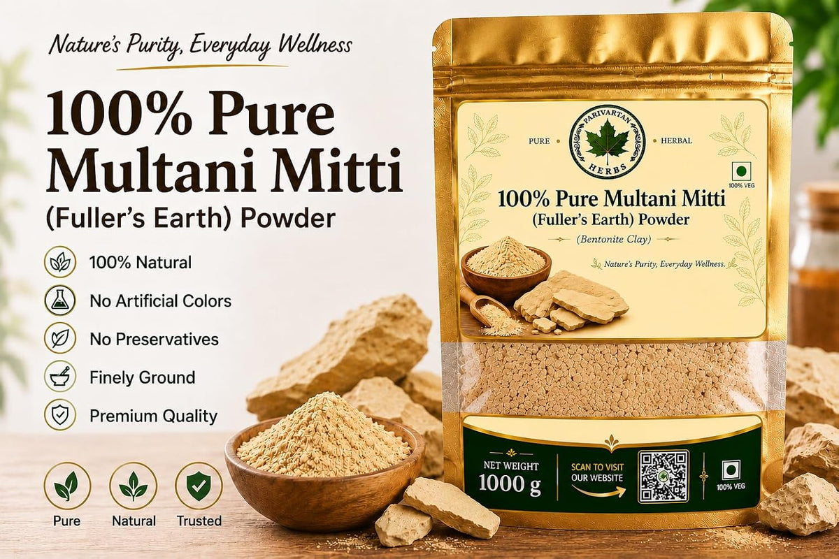 Multani Mitti | No added Chemicals | 100% Natural | Parivartan Herbs | 500g 500 g (Pack of 1)