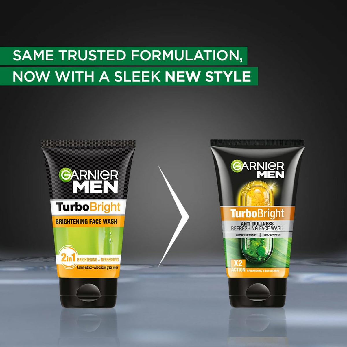 Garnier Men, Face Wash, Brightening & TurboBright Double Action, 100 g