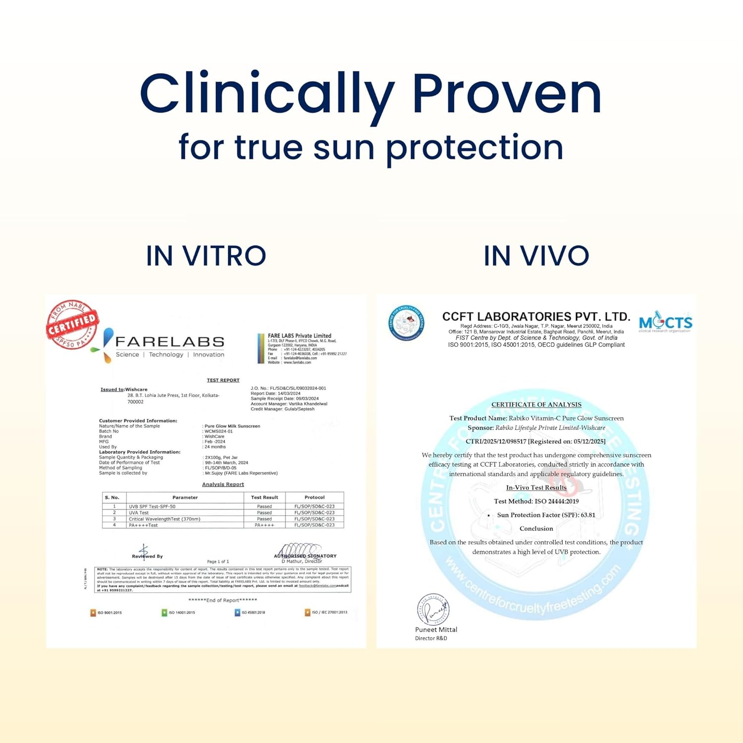WishCare Vitamin C Sunscreen SPF 50 PA++++ | Pure Glow Milk | Oil Free | No White Cast | 50g