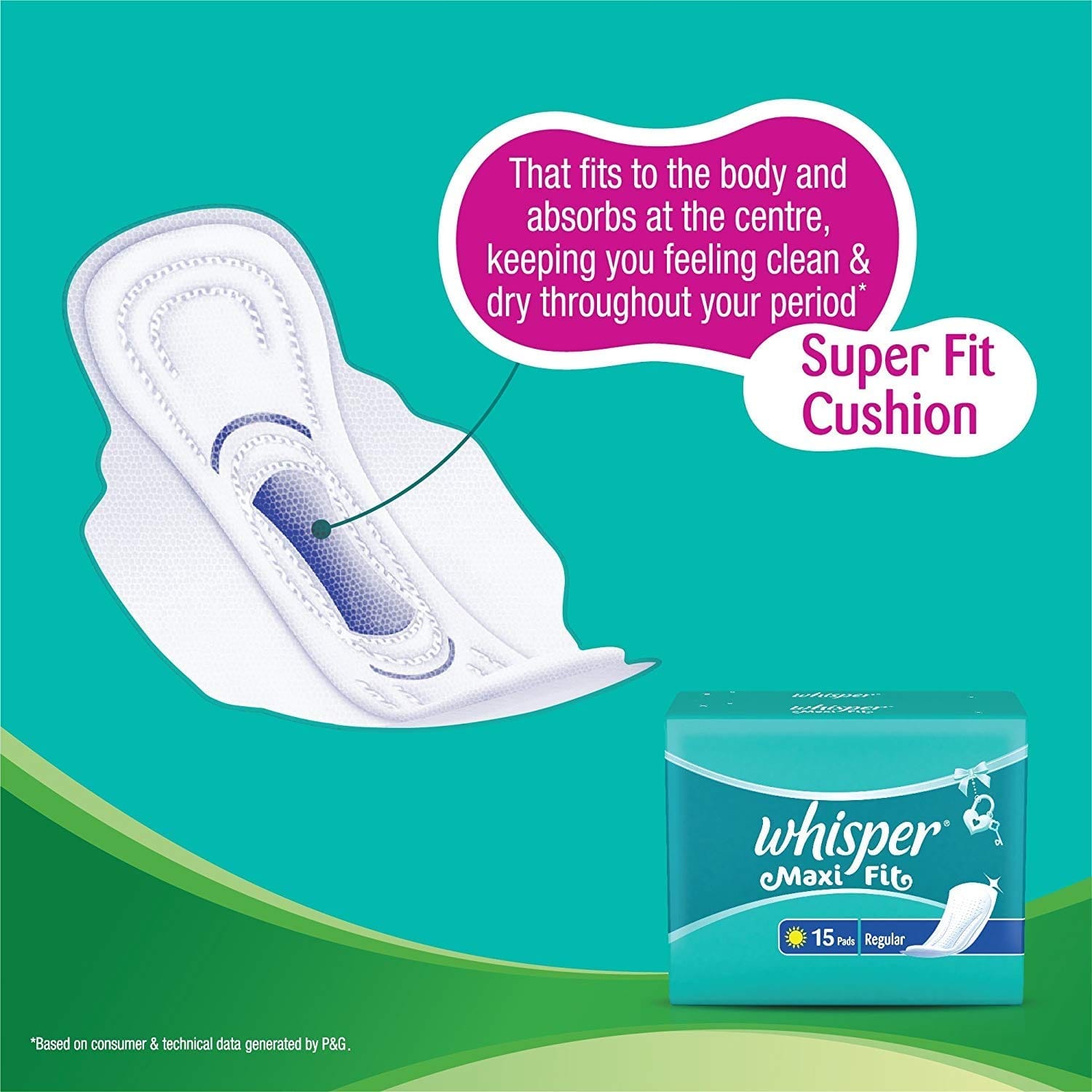 Whisper - Maxi Nights Sanitary Pads for Women, Regular, 15 Napkins (Pack of 1)