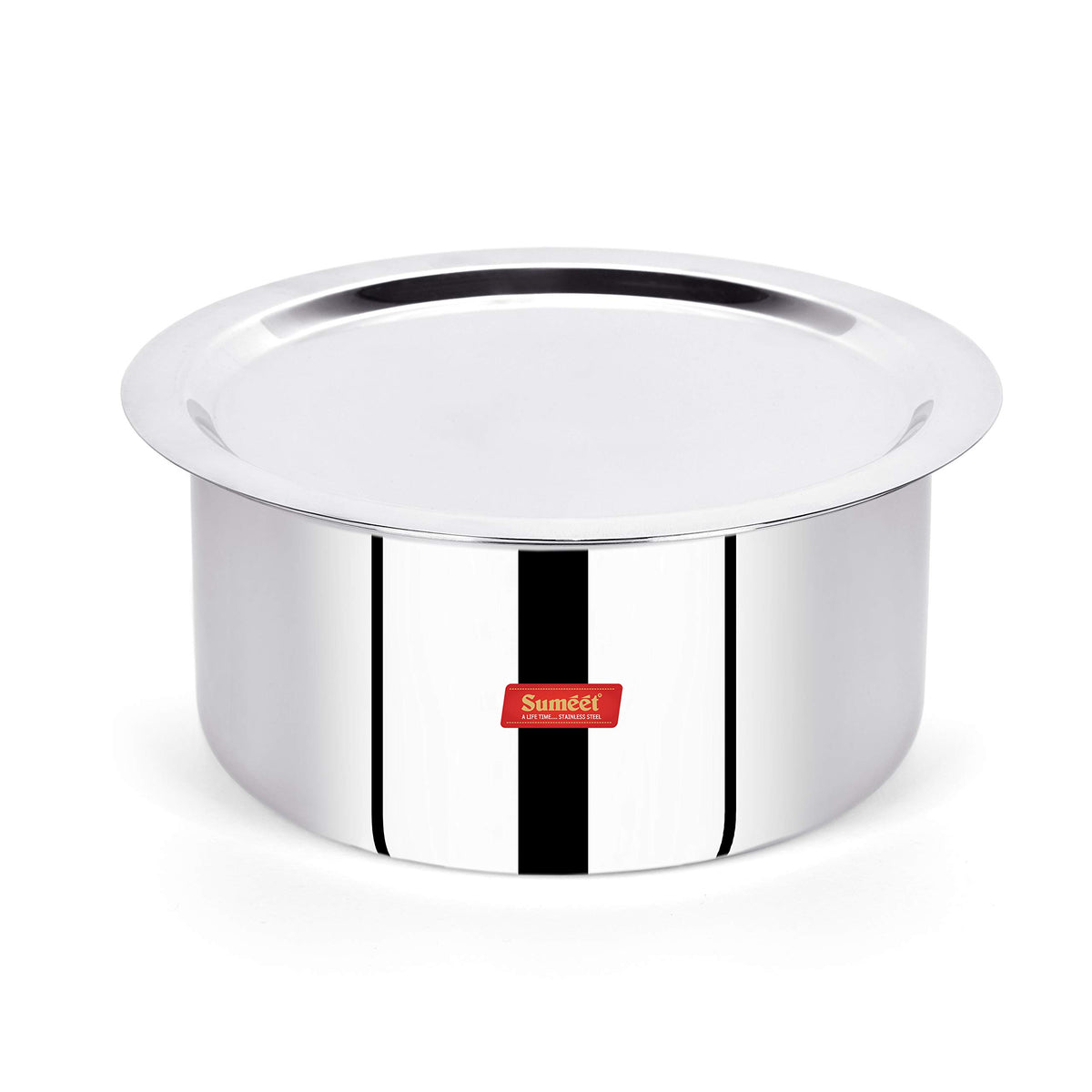 Sumeet Cook Smart TriPly Steel-Aluminium-Steel - 3 Layers Tope with Lid - 2 Liter - 18Cm, Stainless Steel, Silver