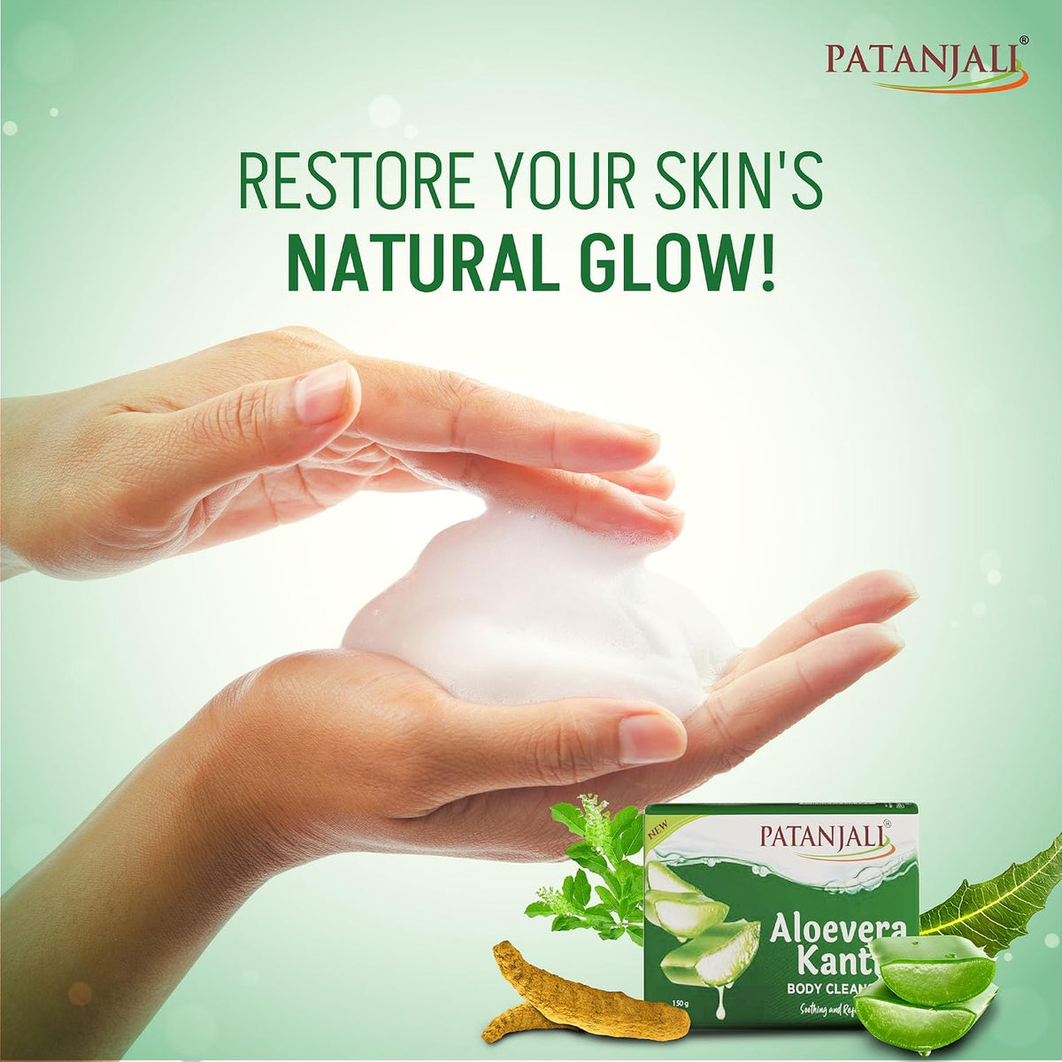 Patanjali Aloe Vera Kanti Body Cleanser Soap for Men and Women(150g, Pack of 4), Nourishing & Moisturizing, Natural Aloe Vera Soap for Soft Skin 150 g (Pack of