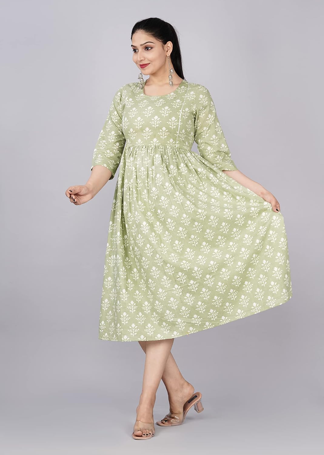 Women's Maternity Dress Kurti for Pregnancy Women with Breastfeeding Dress with Floral Maxi Maternity Dress 3X-Large Cardamom