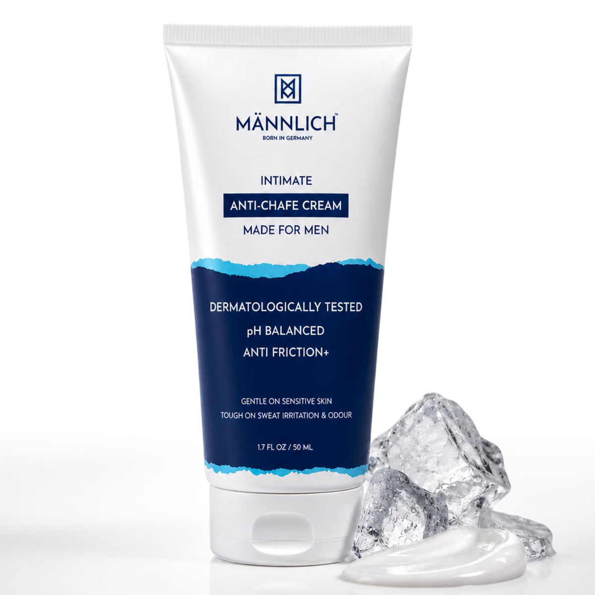 Mannlich Intimate Anti-Chafing Cream for Men - Ball Deodorant, Anti-Itch, Anti-mess Groin Cream, Quick Drying Liquid Powder, Baby Powder Replacement, Non Greasy