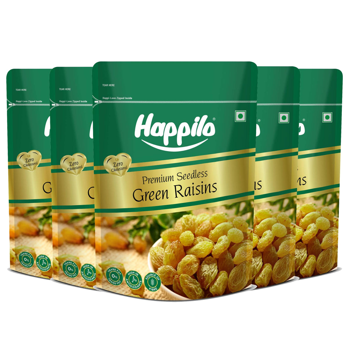 Happilo Premium Seedless Green Raisins 500g | Quality Kishmish/Kismis | Dry Fruits, Healthy Snacks | Rich in Iron & Vitamin B | Antioxidant Rich | Healthy Dry F