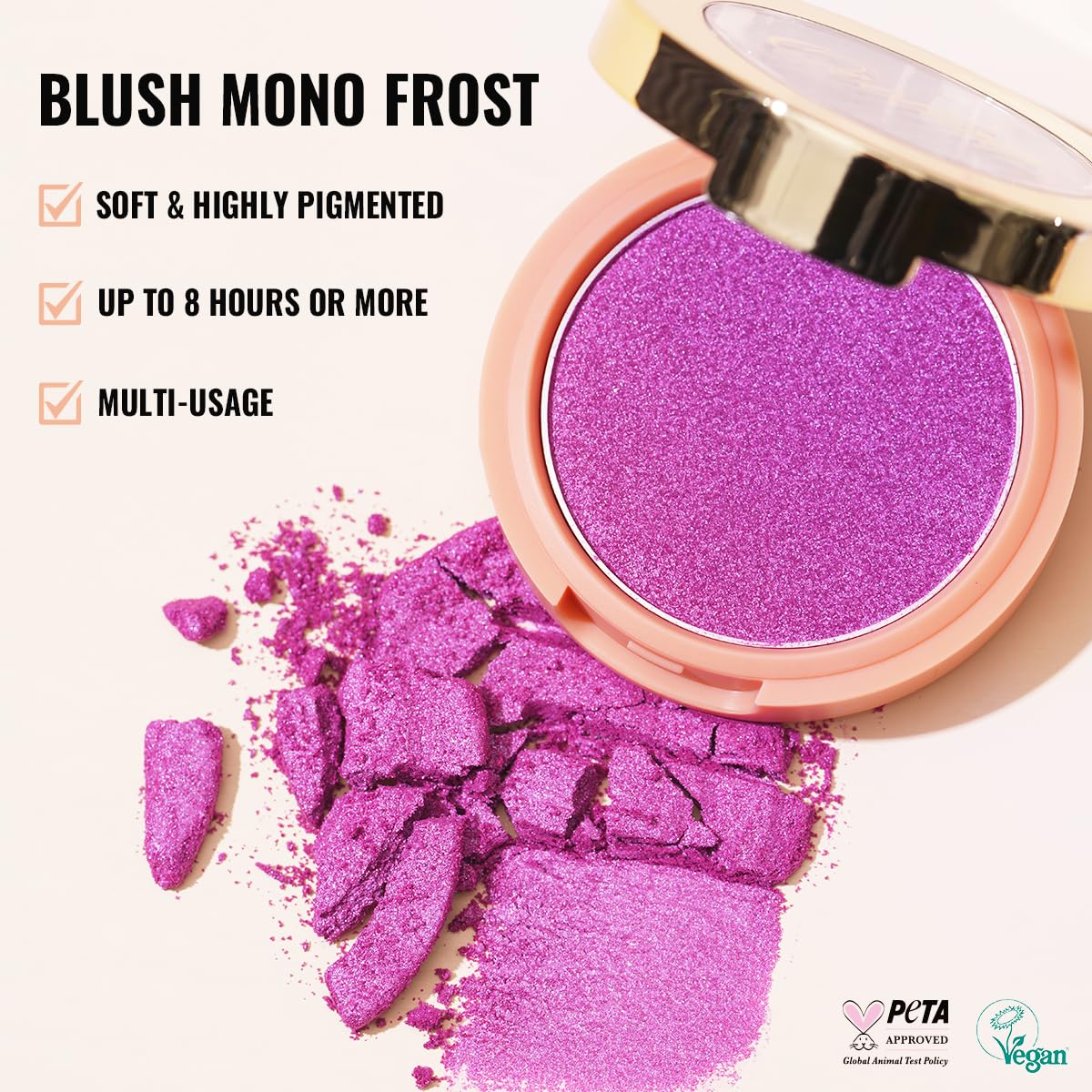 Oulac Peach Orange Blusher Make up Powders Light Skin |Pigmented Cream Blusher Face| Natural Matte Glow | Cruelty-Free Vegan | 4.8g (16) Summer Time SUMMER TIME