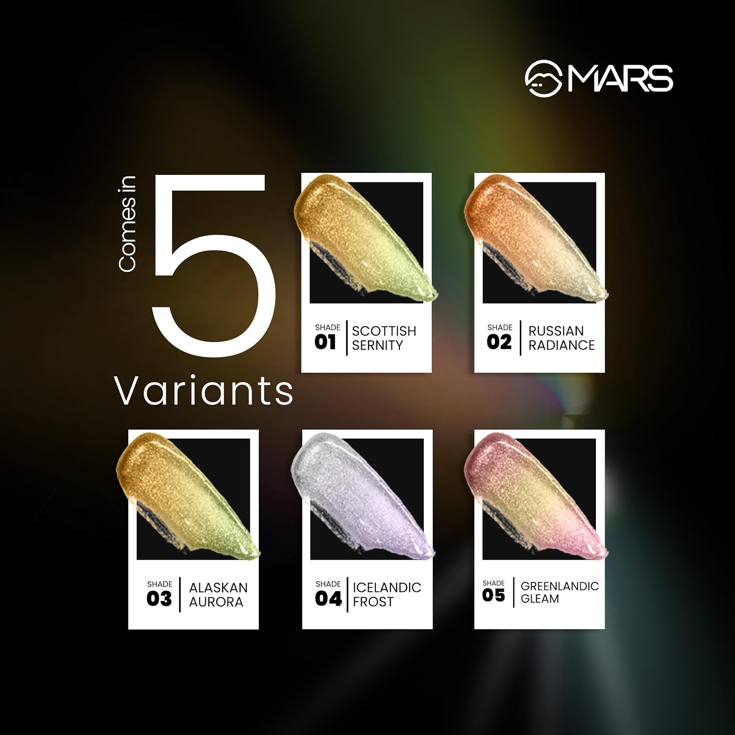 MARS Northern Lights Liquid Eyeshadow With Dual-Tone Chrome Effect | Liquid Shimmer | One Swipe Pigmentation | Smudge Proof | Light Weight Formula (1.8ml) (03-Alaskan Aurora)