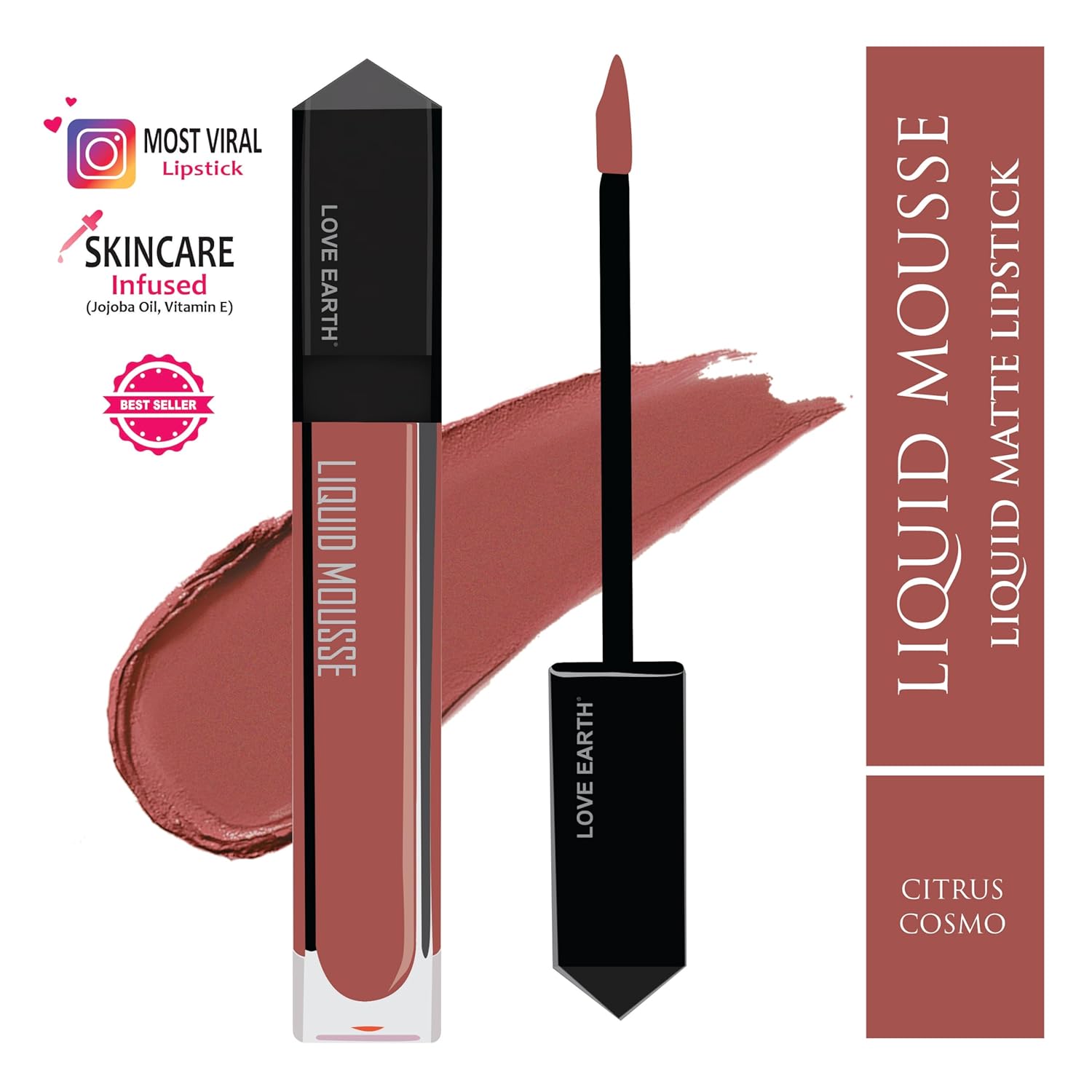 Love Earth Lipstick (Matte) (6 ml (Pack Of 1) Citrus Cosmo)
