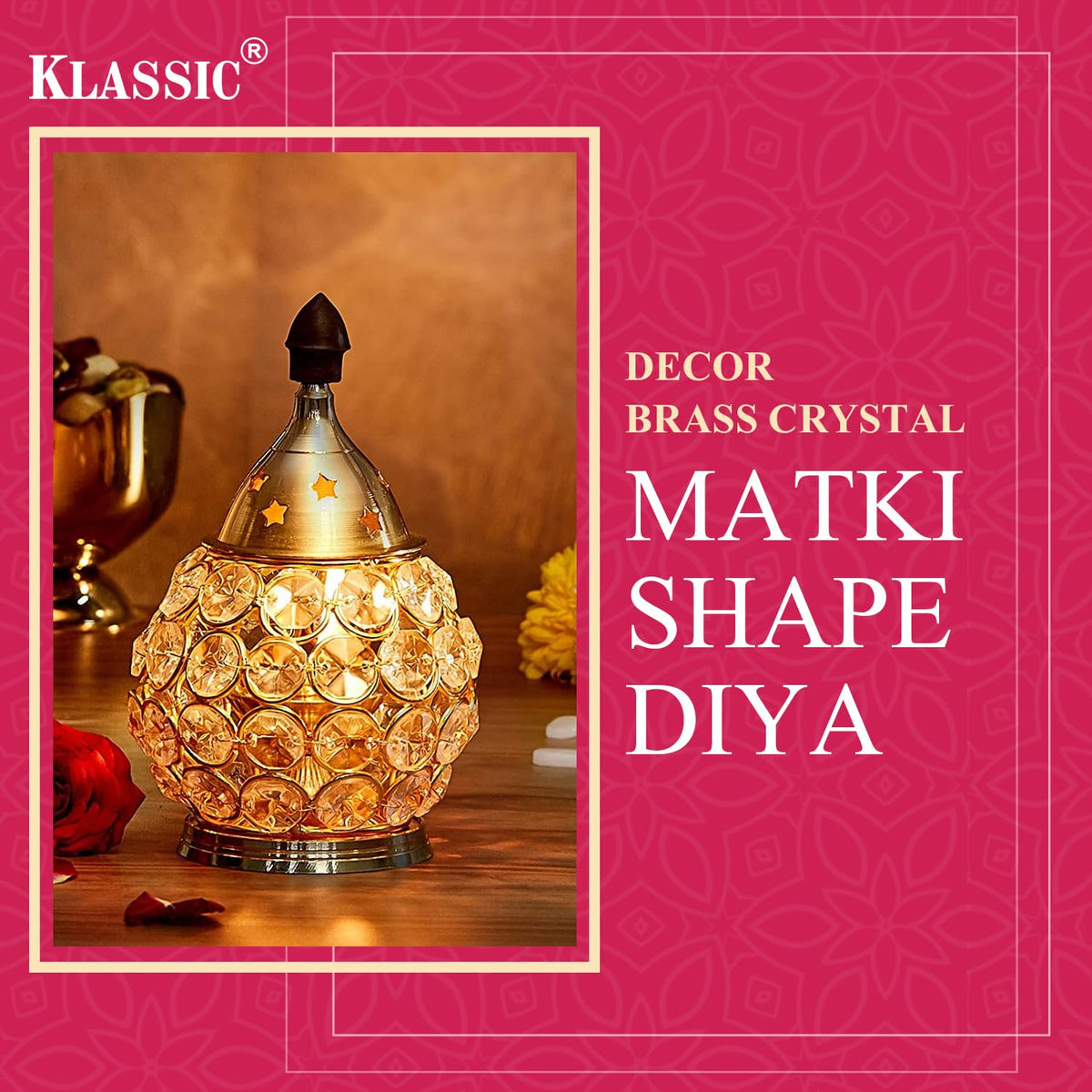 Klassic 4.5 Inch Swastik Akhand Diya with Borosilicate Glass Shade | Pure Brass Oil Lamp for Mandir, Daily Puja, Pooja Room, Diwali, Prayer, Wick Holder Festive