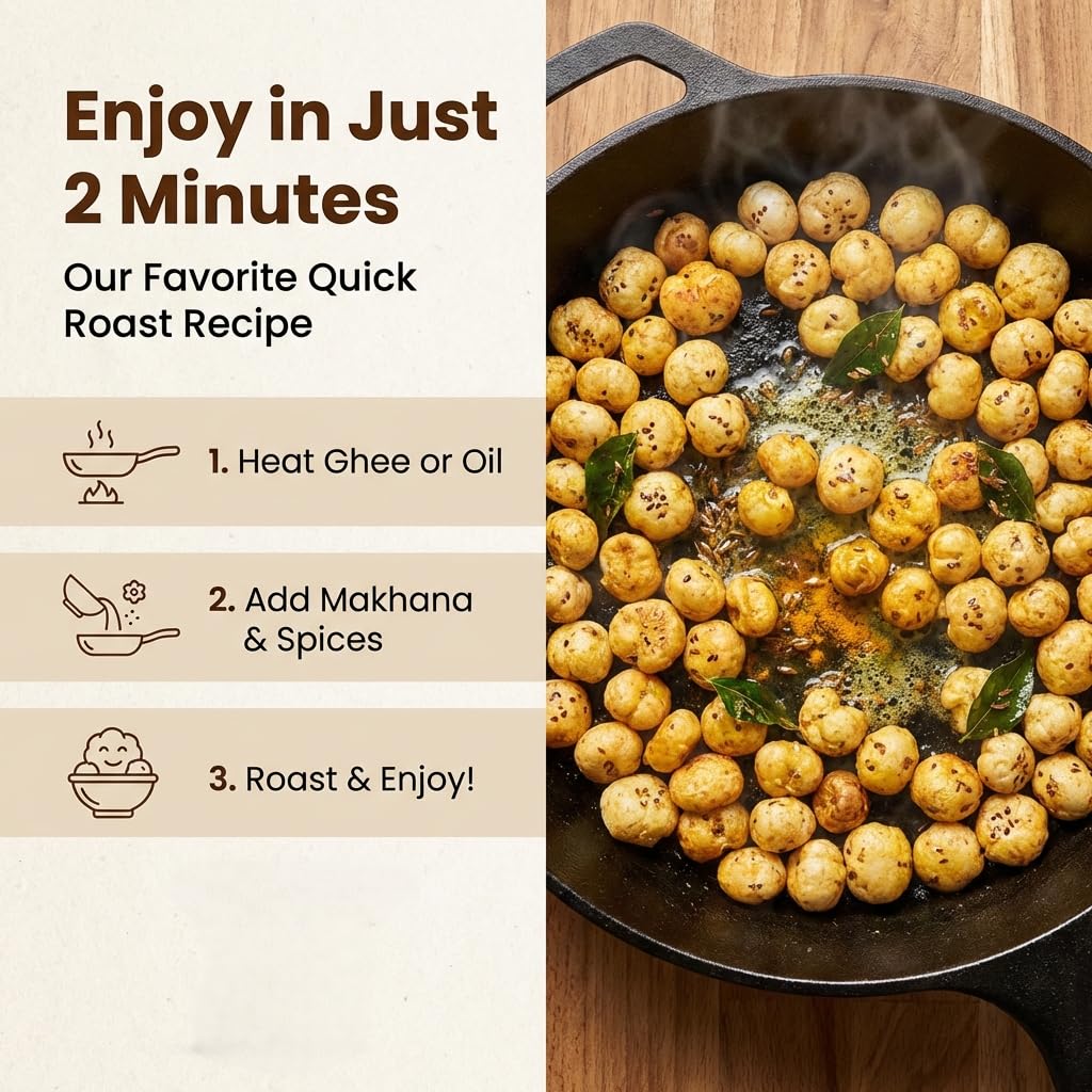 Ajji's Nut Magic Phool Makhana 500 Grams Pack | Big Size Raw Fox Nuts 500 g (Pack of 1)