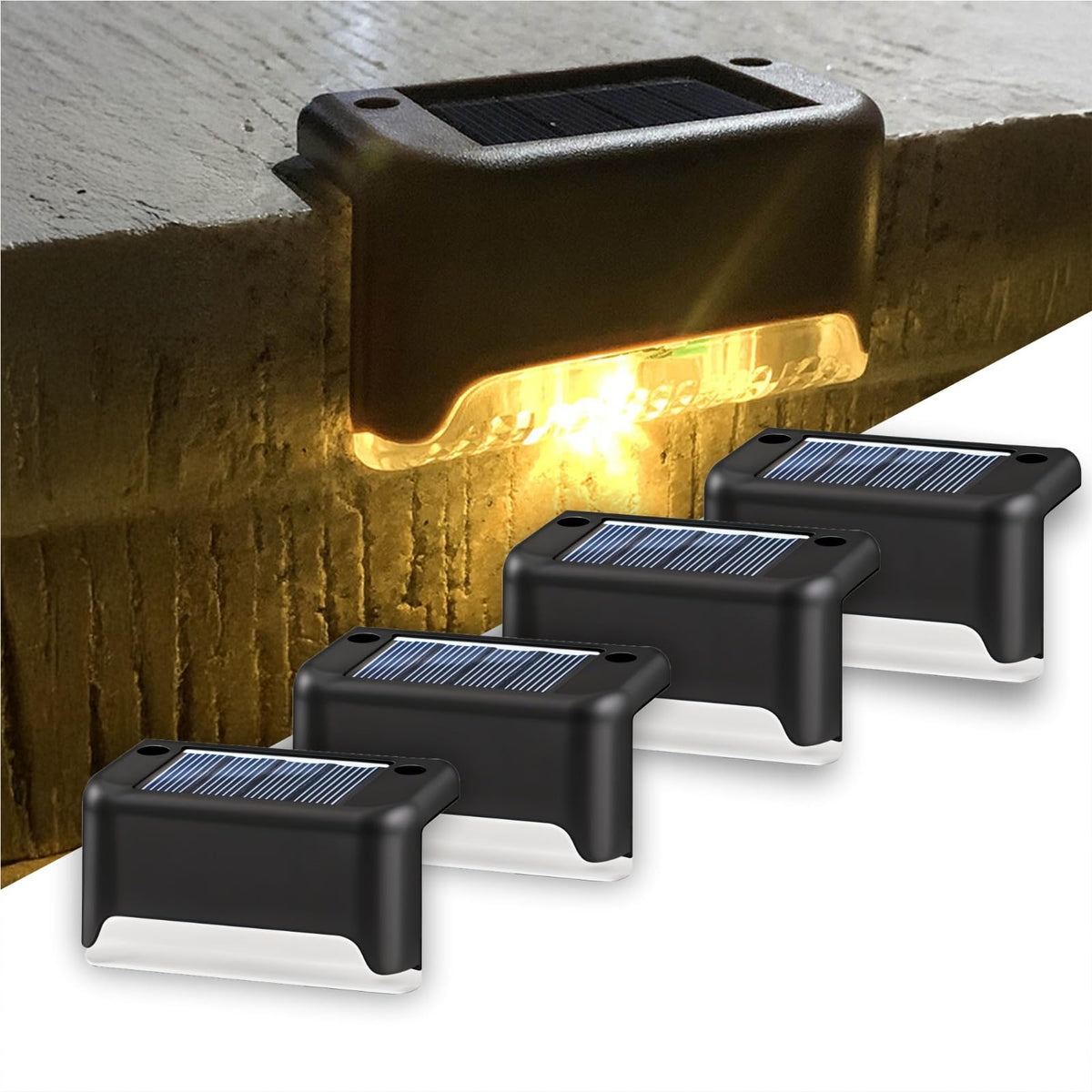 BTAG Solar-Powered Deck Light – IP65 Waterproof LED Step, Stair, Fence & Railing Light with Wide-Angle Illumination, Rechargeable Outdoor Lighting for Yard, Pat