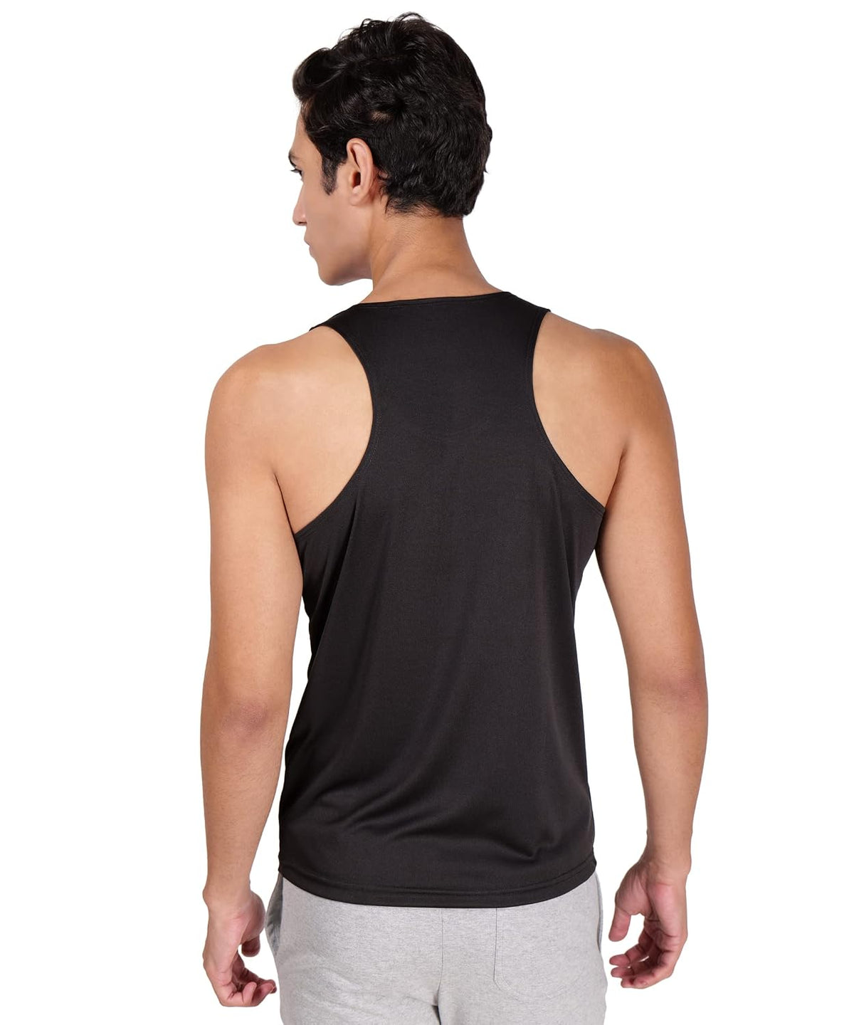 Men's Vest | Polyster Blended | Fit for Gym Workout Running S BLACK