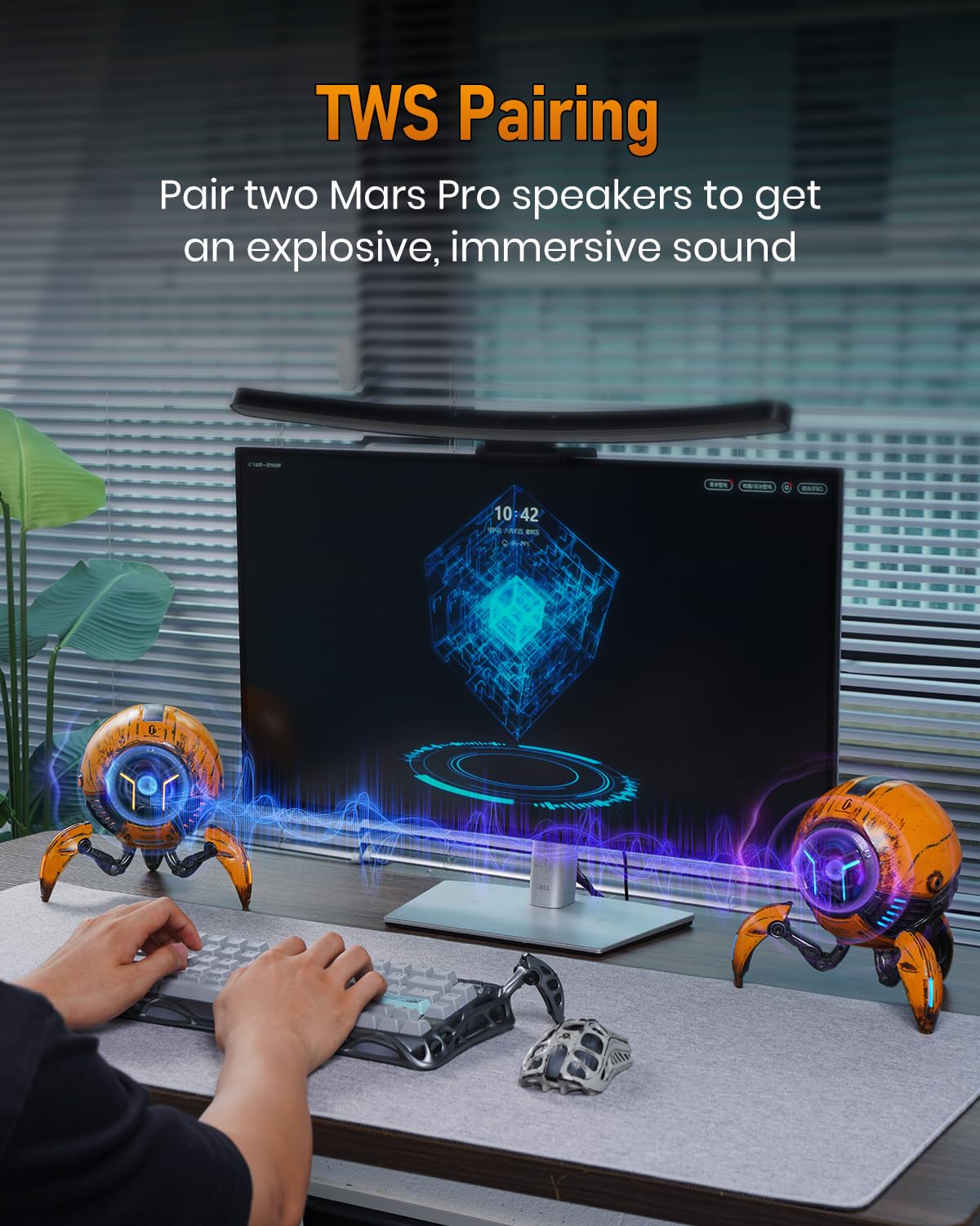 GravaStar Mars Pro Bluetooth Speakers, Bass Boost, 15H Playtime, Stereo Sound Music Box, Portable Bluetooth, Wireless Speaker for Party (Yellow)