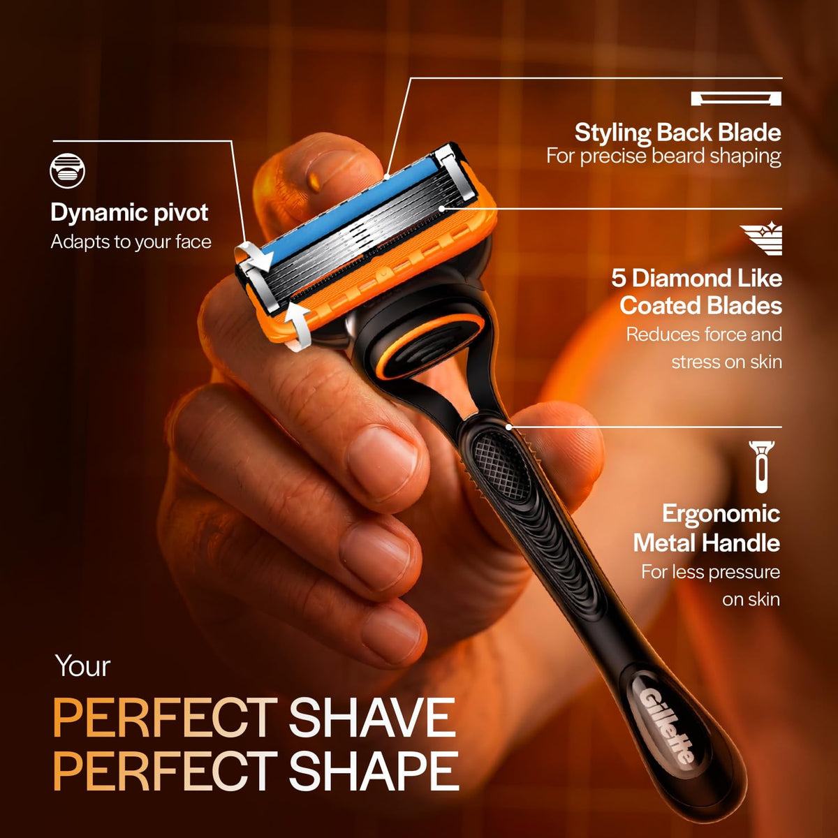 Gillette Fusion 5, Shaving Razor Blades For Men | 10 Cartridge, Super Value Pack | 10 Cartridges Last Up-To 200 Shaves | For Your Perfect Shave And Perfect Bear