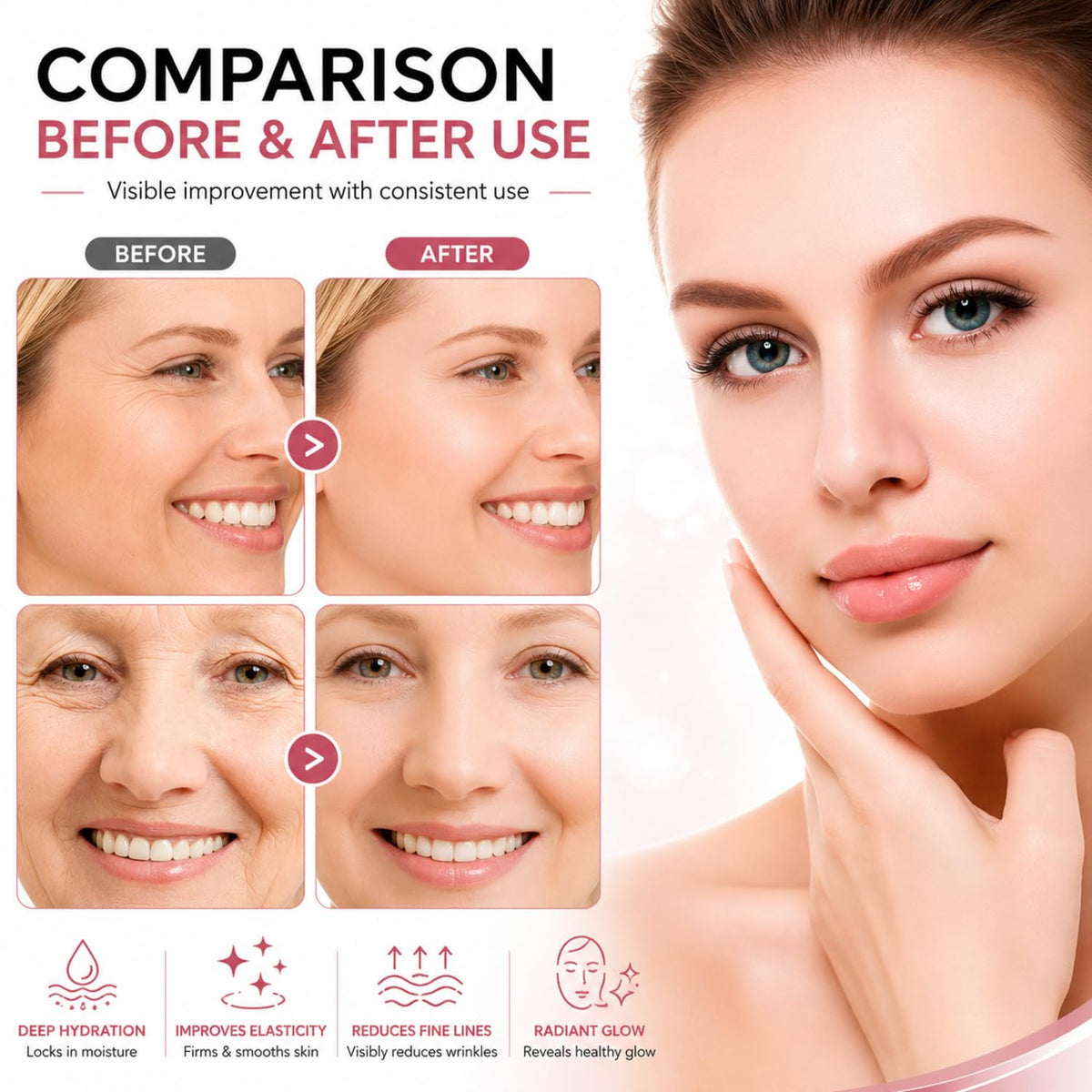 Bio-Collagen Real Deep Facial Mask Sheet | Premium Hydrogel Overnight Face Mask for Deep Hydration & Radiant Glow | Anti-Aging & Anti-Wrinkle Skin Tightening Sh