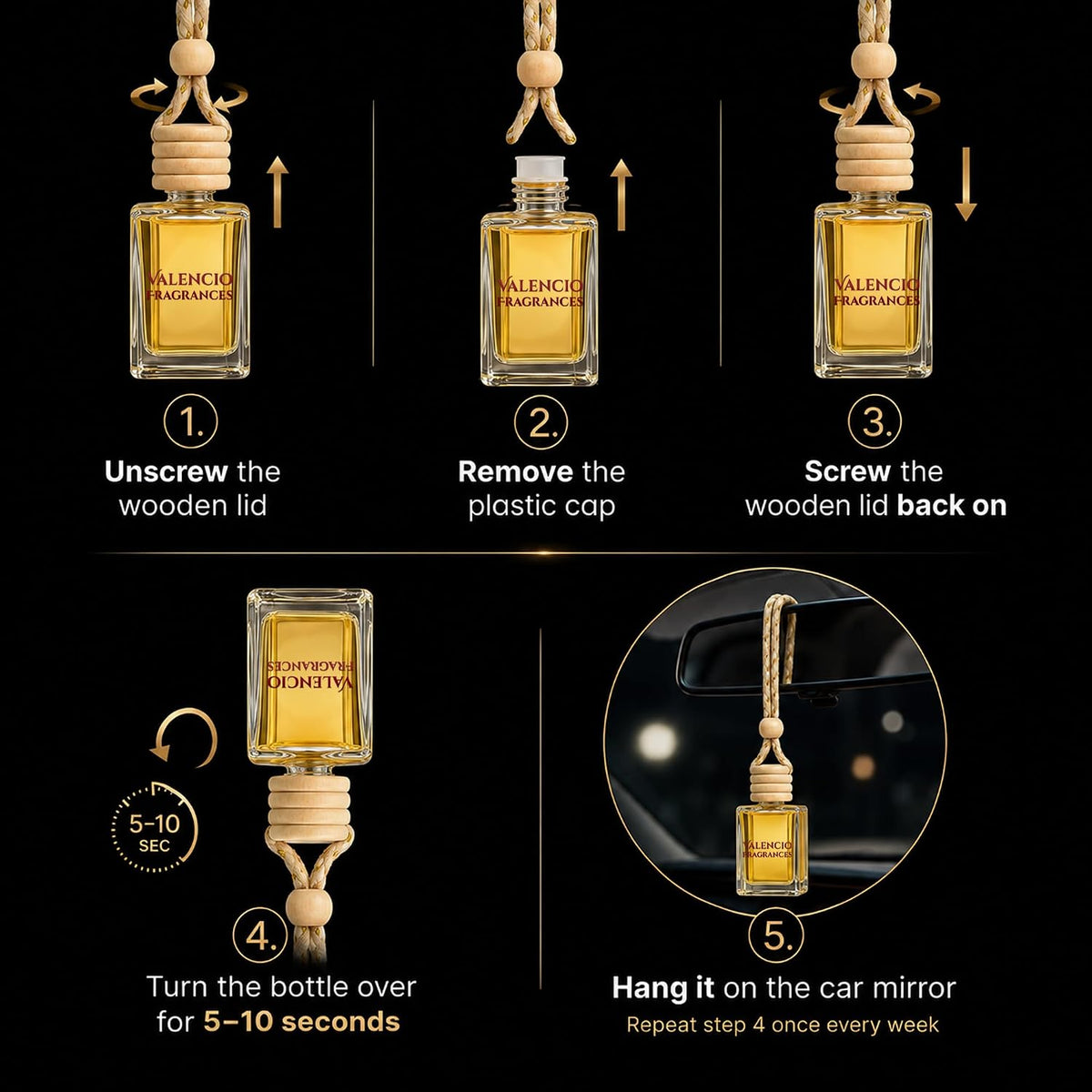 Valencio Luxury Car Perfume Richie Rich – Italian Lemon Hanging Diffuser | Fragrance Inspired by Luxury Body Perfumes | Natural Essential Oils | Long-Lasting Fr