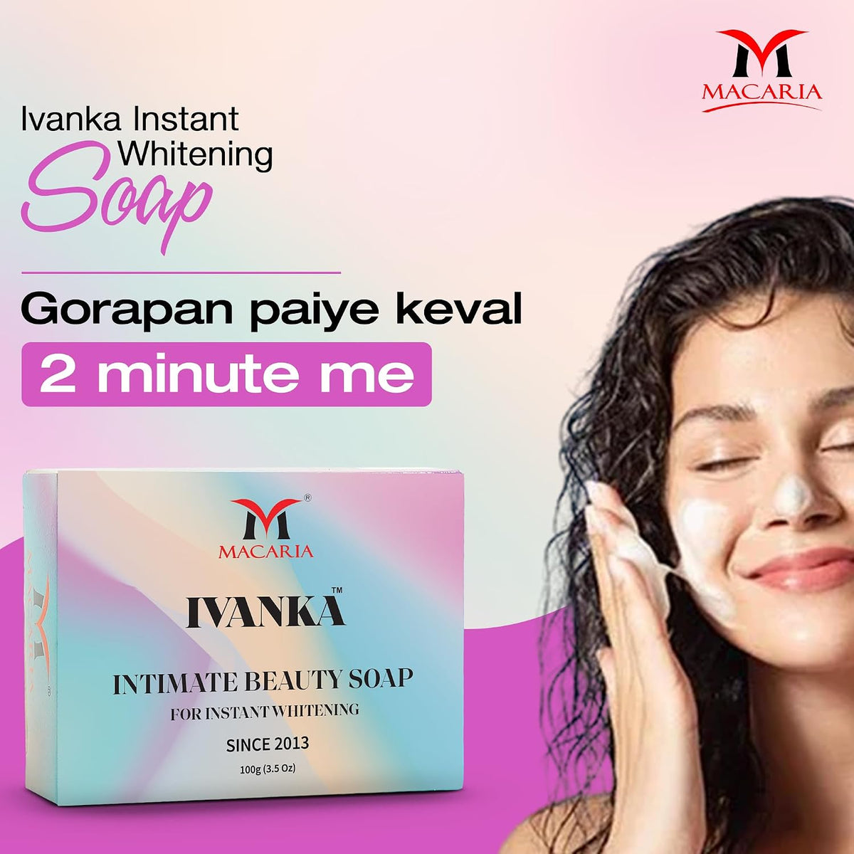Ivanka Intimate Beauty Instant Glow Soap bar with kojic care & gluthathion - Instant Glow Soap bar - acne soap for clear Lovely skin - face cleanser for women