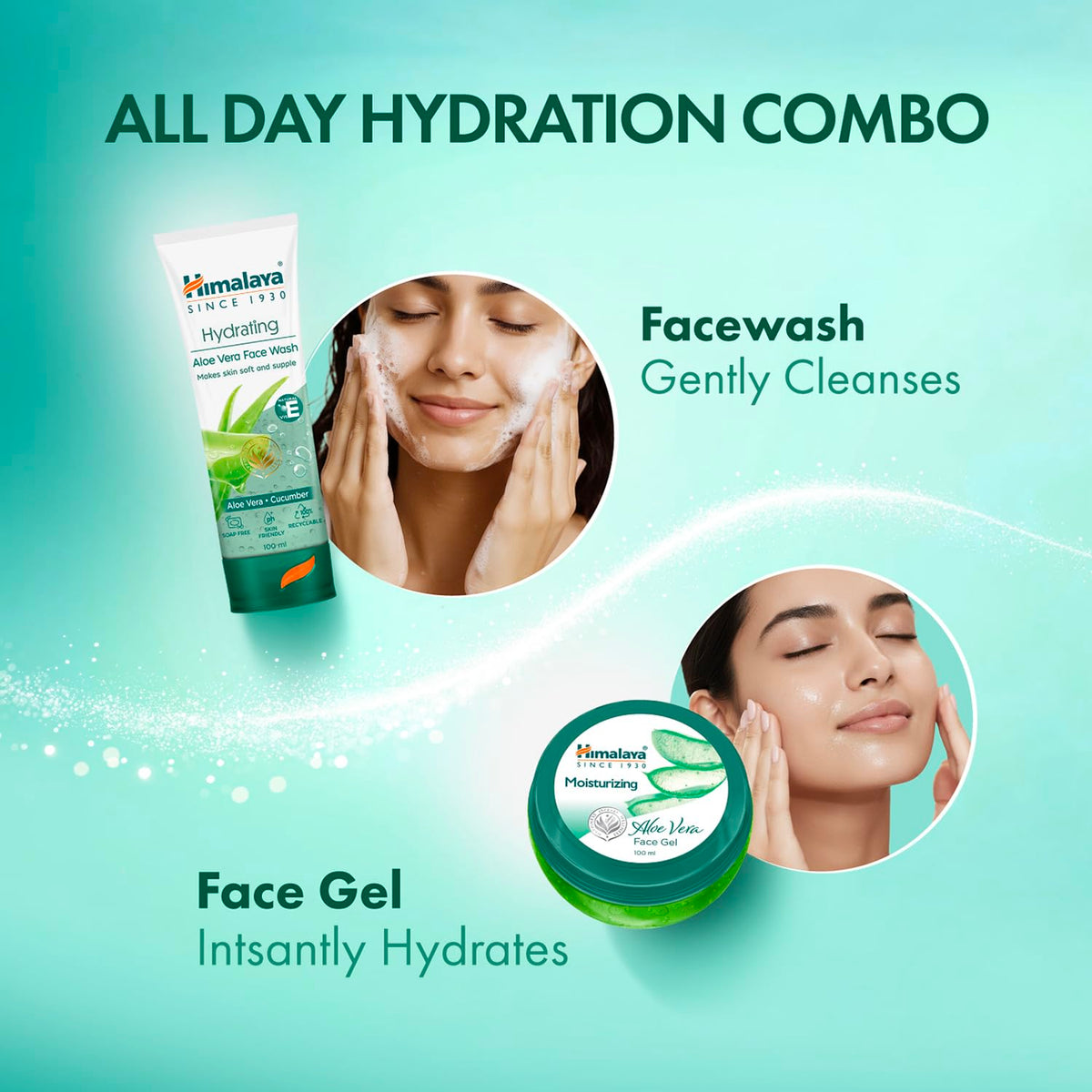 Himalaya Hydrating Aloe Vera Face Wash 200 ml | Aloe Vera & Vitamin E | Creamy Gentle Cleanser for Bouncy & Dewy skin | Clinically Tested | Paraben Free | For D