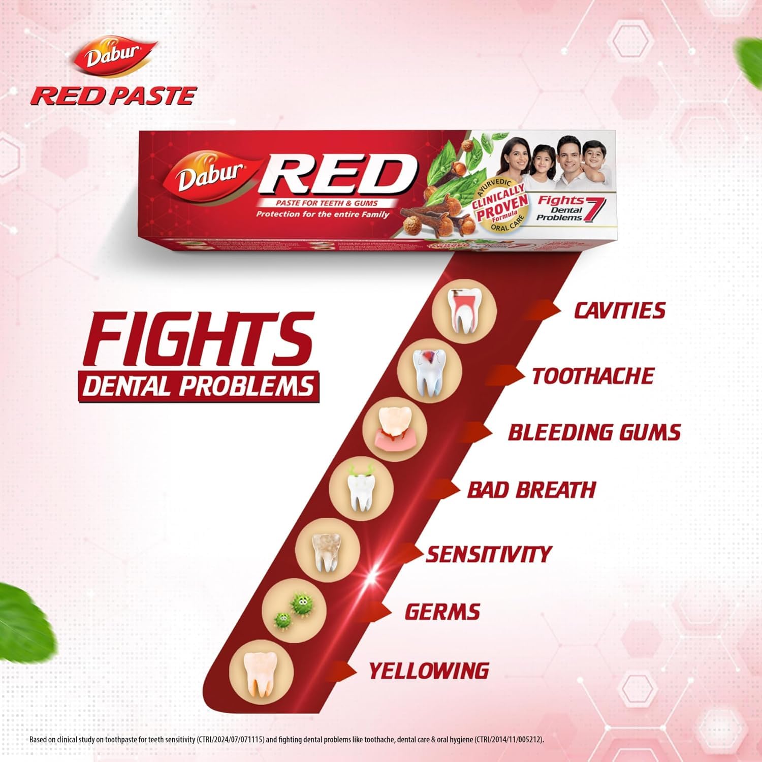 Dabur Red Toothpaste - 350g (175g x2) Family Pack with Toothbrush | Fluoride Free| Helps in Bad Breath Treatment, Cavity Protection, Plaque Removal | For Whole Mouth Health| Power of 13 Potent Ayurvedic Herbs