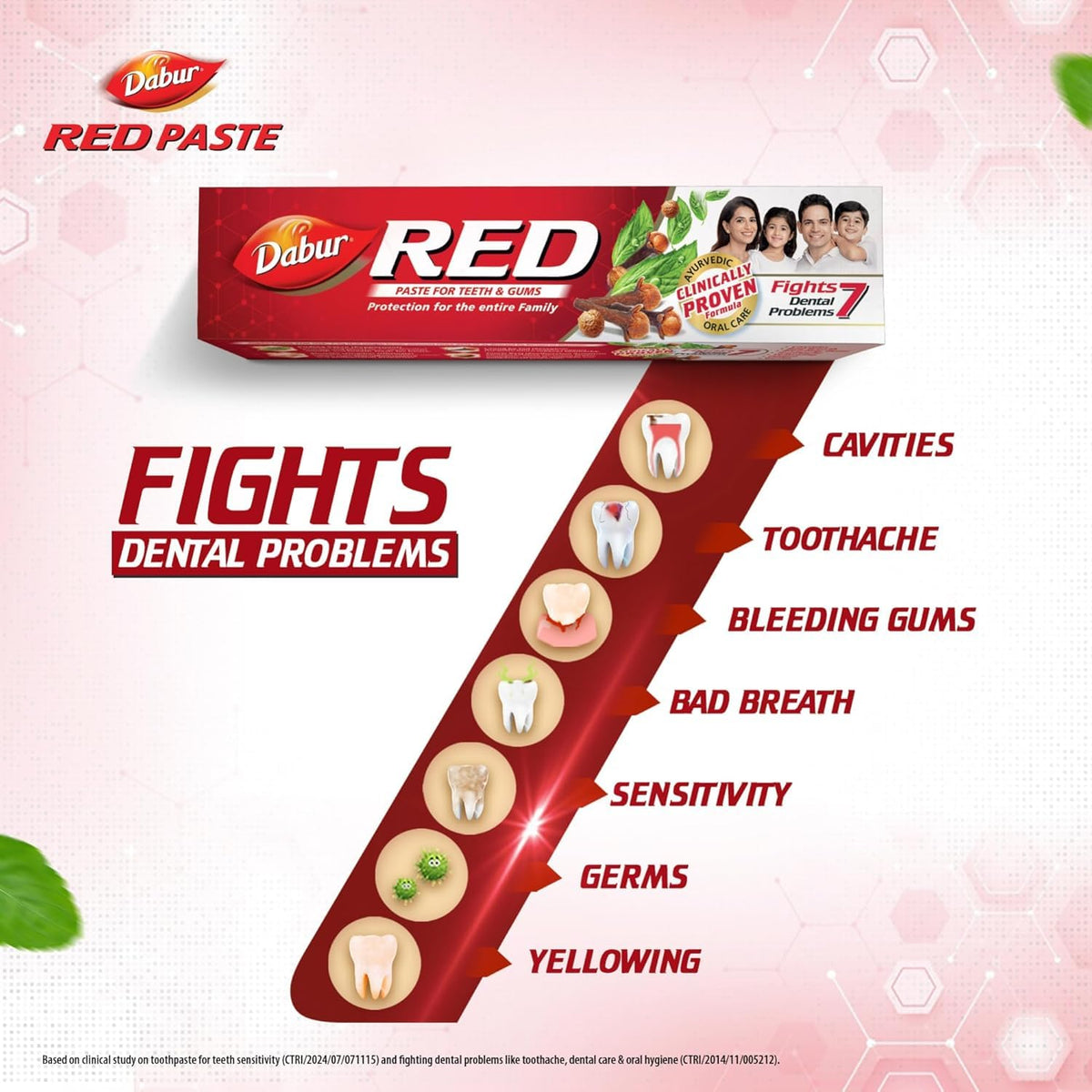 Dabur Red Toothpaste - 350g (175g x2) Family Pack with Toothbrush | Fluoride Free| Helps in Bad Breath Treatment, Cavity Protection, Plaque Removal | For Whole