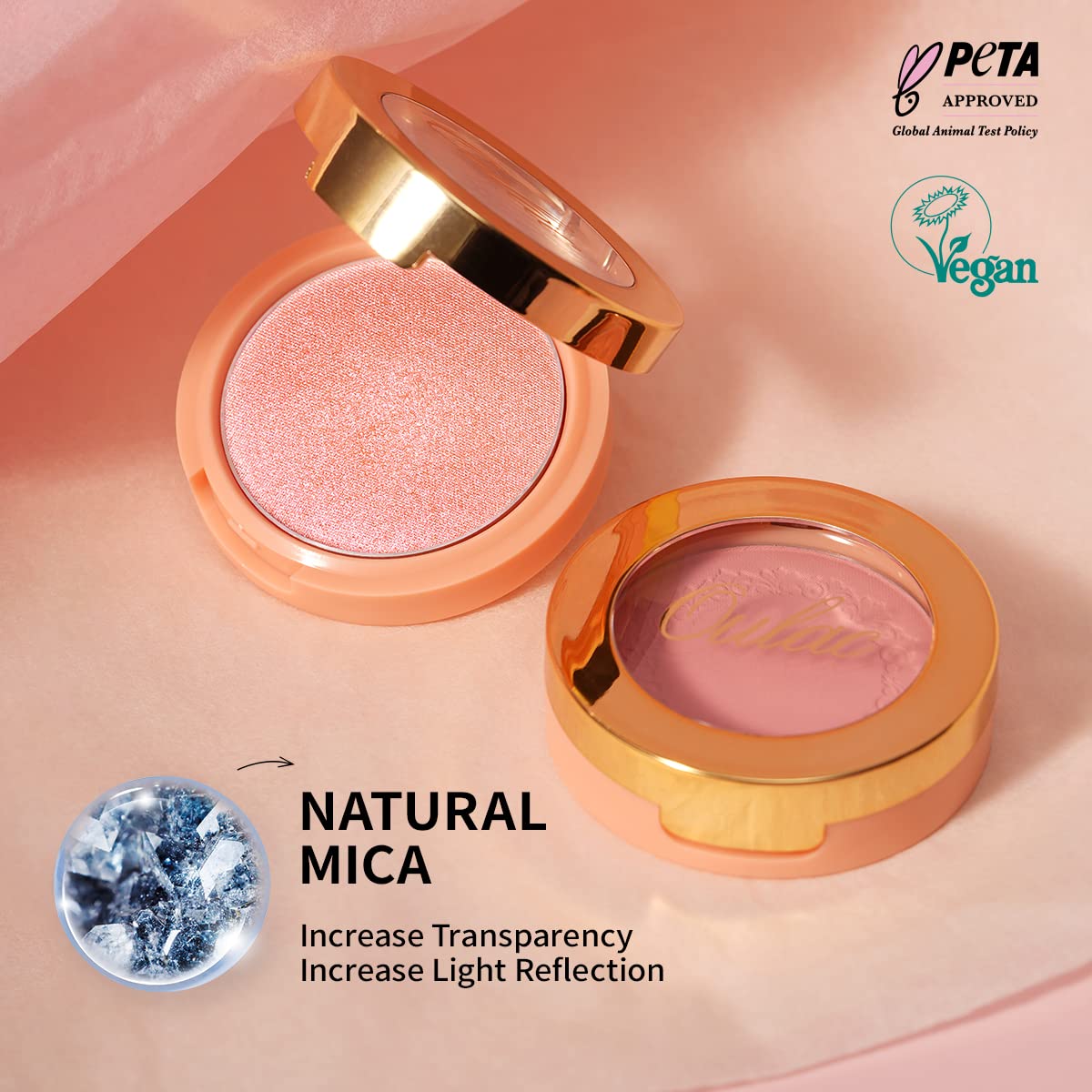 Oulac Peach Orange Blusher Make up Powders Light Skin |Pigmented Cream Blusher Face| Natural Matte Glow | Cruelty-Free Vegan | 4.8g (16) Summer Time SUMMER TIME