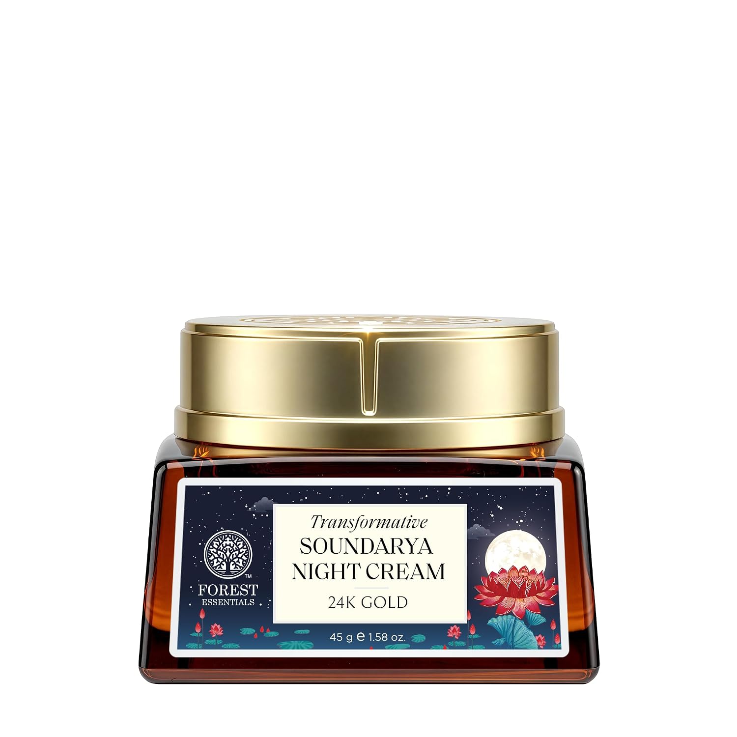 Forest Essentials Bestselling Soundarya Night Cream with 24K Gold | Anti-Ageing Overnight Repair| With Bakuchiol & Hyaluronic Acid | Restorative & Nourishing