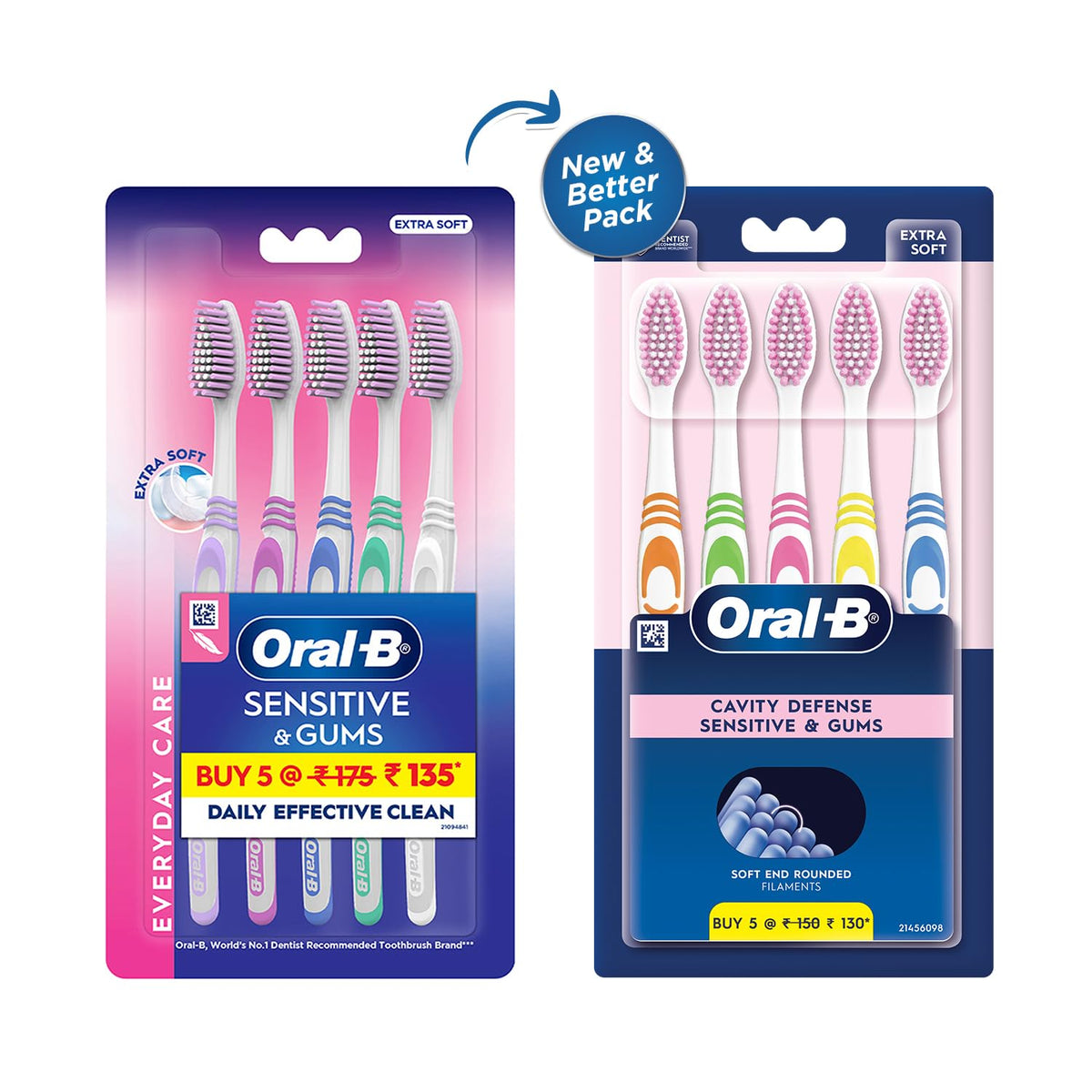 Oral-B Everyday Care Ultra Soft Toothbrush For Adults, Ultra Soft Bristles For Senstive Teeth, Tooth Brush Set, Oral B Dentist Recommended Brand (Super Saver Fa