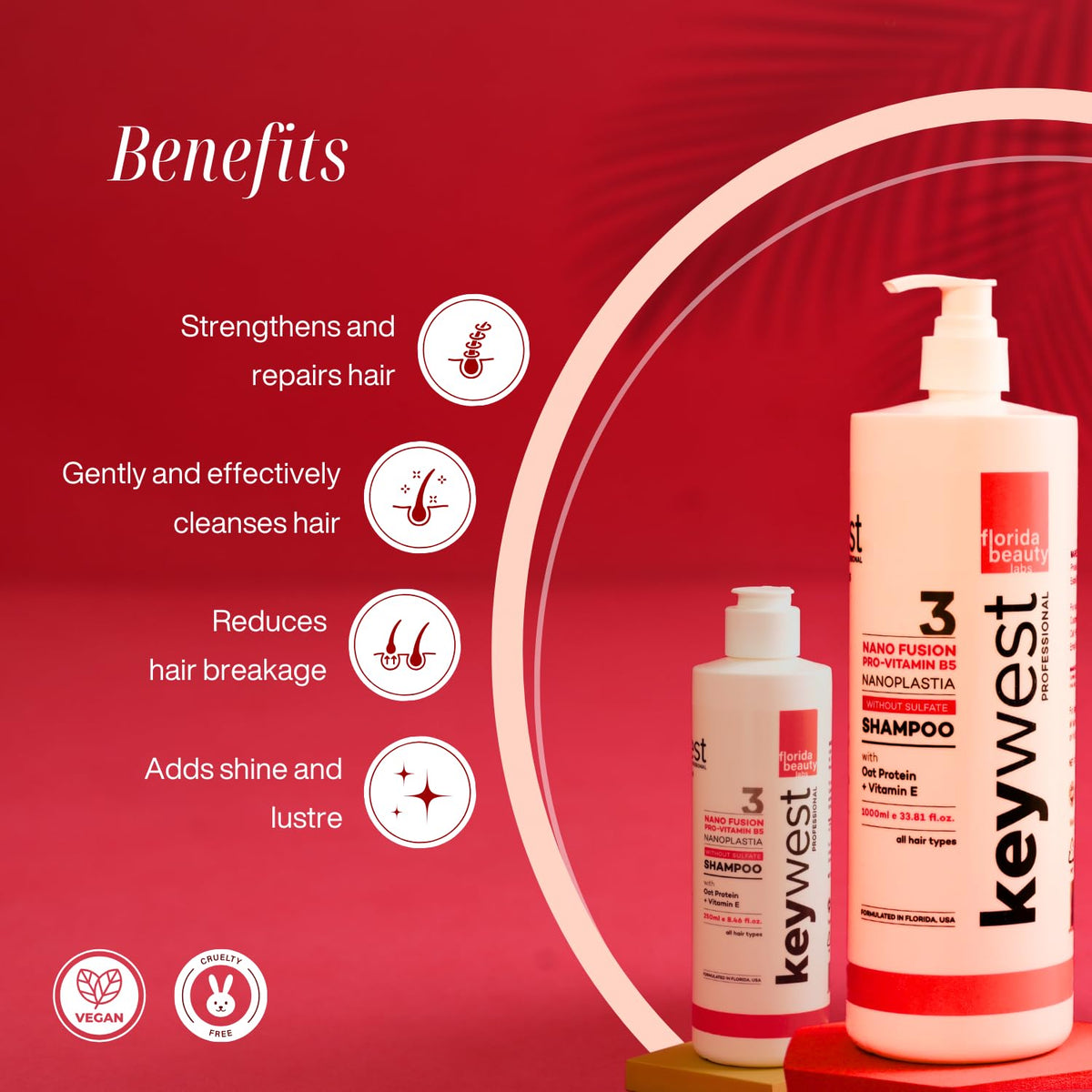 Keywest Professional Nanoplastia Sulfate Free Shampoo and Conditioner, Combo Pack of 2-250ml Each | Suitable for All Hair Types | Enriched with Oat Protein, Mac