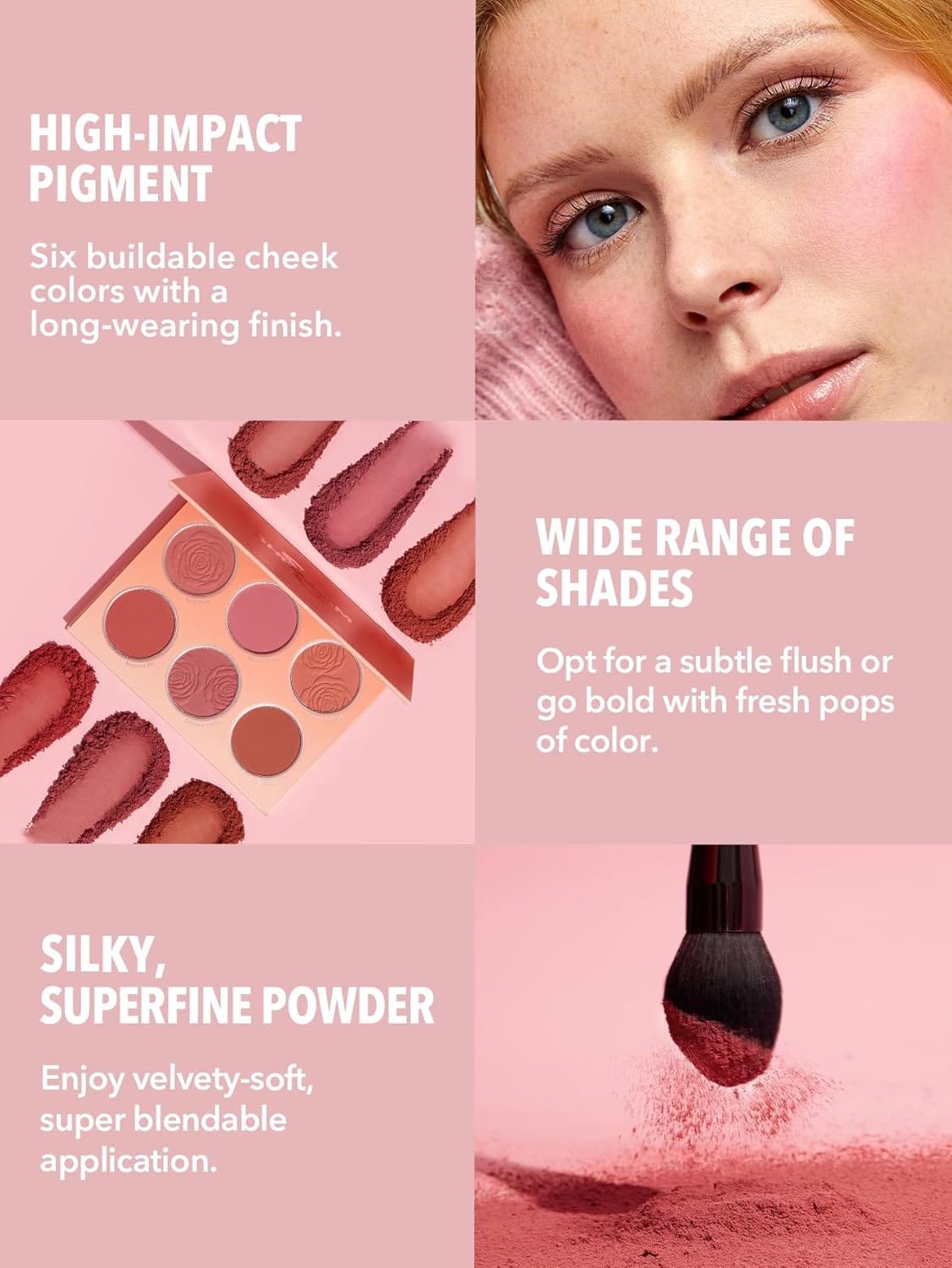 Sheglam - Floral Flush 6-Color Blush Palette Long Lasting High Pigment Matte Pressed Powder Blush for Cheeks