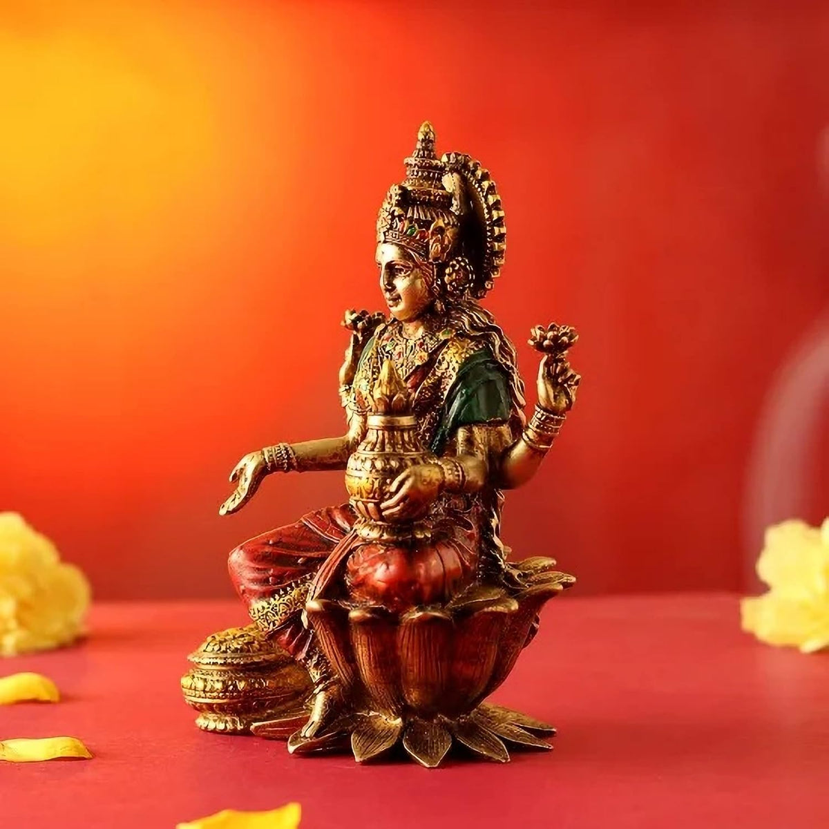 CraftVatika Lakshmi Devi Idol Statue for Home Puja Goddess Laxmi Idols Showpiece for Temple Pooja Room Diwali Decoration Gifts for Family Friends Corporate Clie