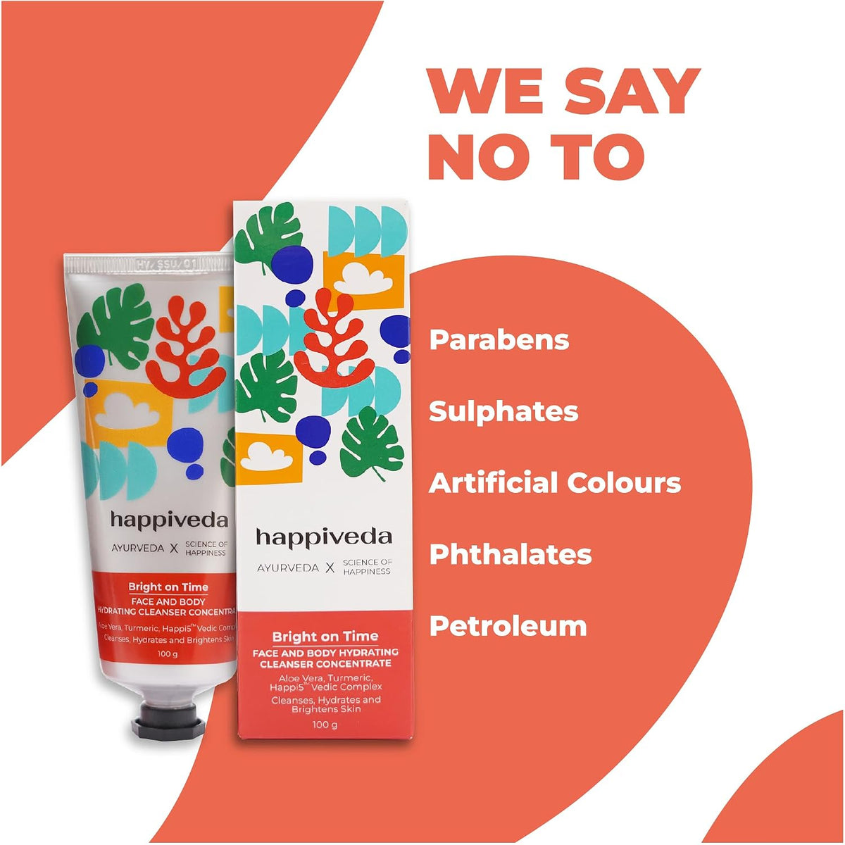 India's 1st Ayurvedic Waterless Face Wash & Body Cleanser, Bright on Time Hydrating Cleanser Concentrate, 2-in-1 Non-Drying Formula, Cleanses, Hydrates & Bright