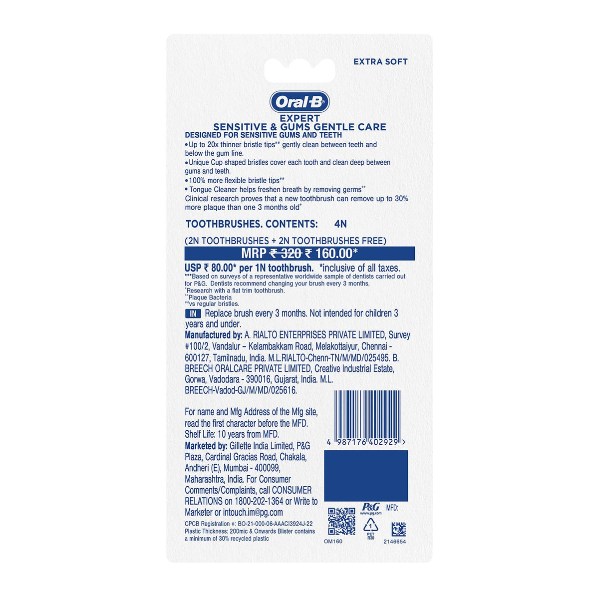 Oral B Ultrathin Sensitive Toothbrush